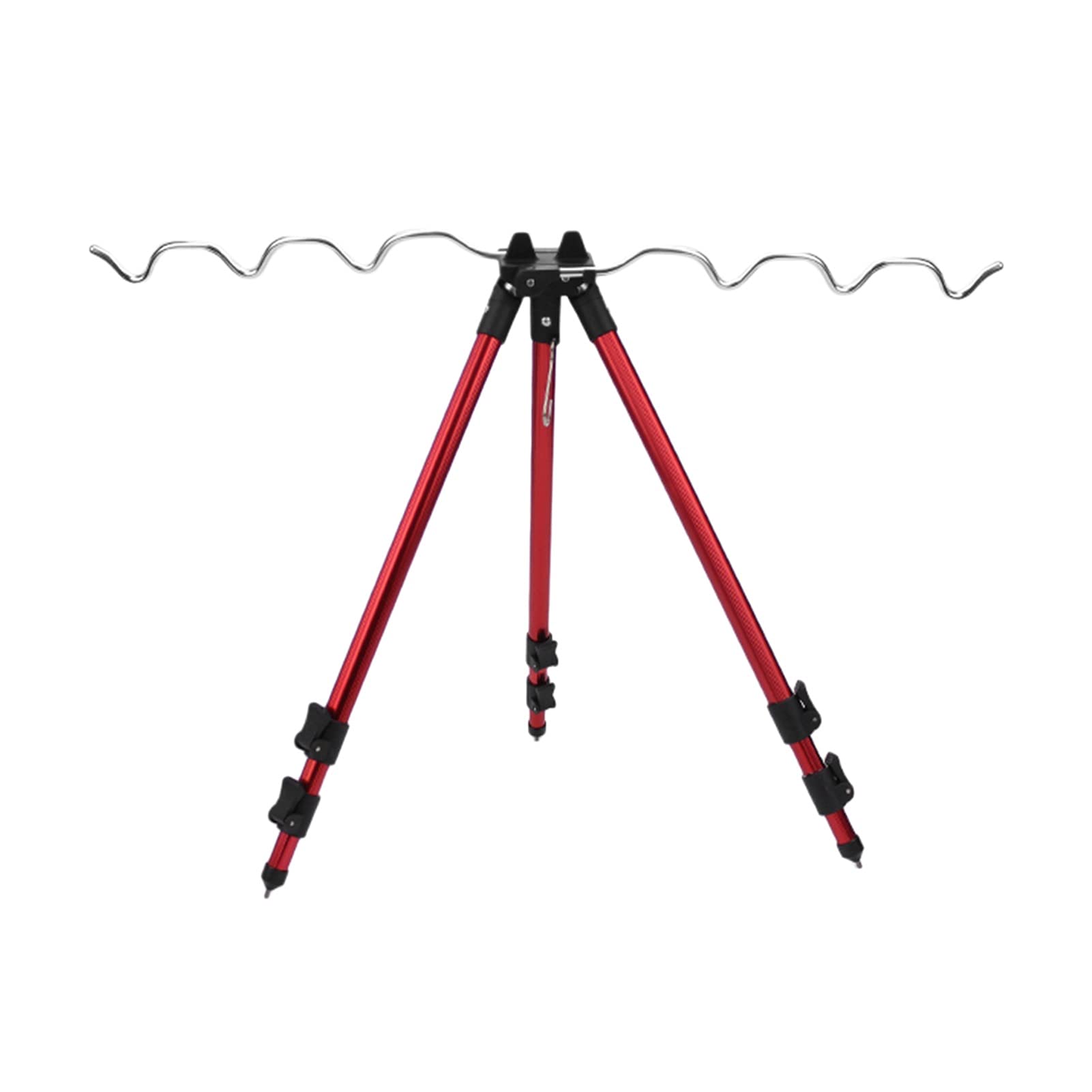 Adjustable Telescopic Fishing Rod Holder Stand - Foldable & Multifunctional Tripod Rack for Outdoor Fishing Equipment | Portable Rod Support for Beach, Boat & Bank Fishing (Red)