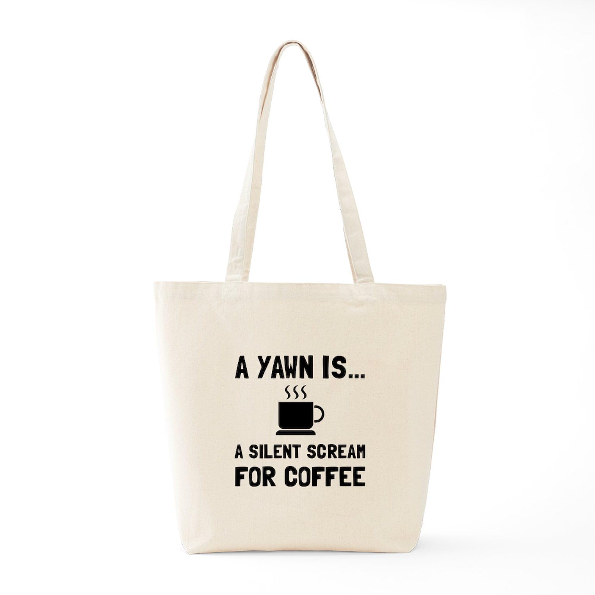 Yawn Coffee Tote Bag - Natural Canvas Reusable Shopping Bag for Groceries, Beach & Daily Use | Eco-Friendly & Durable