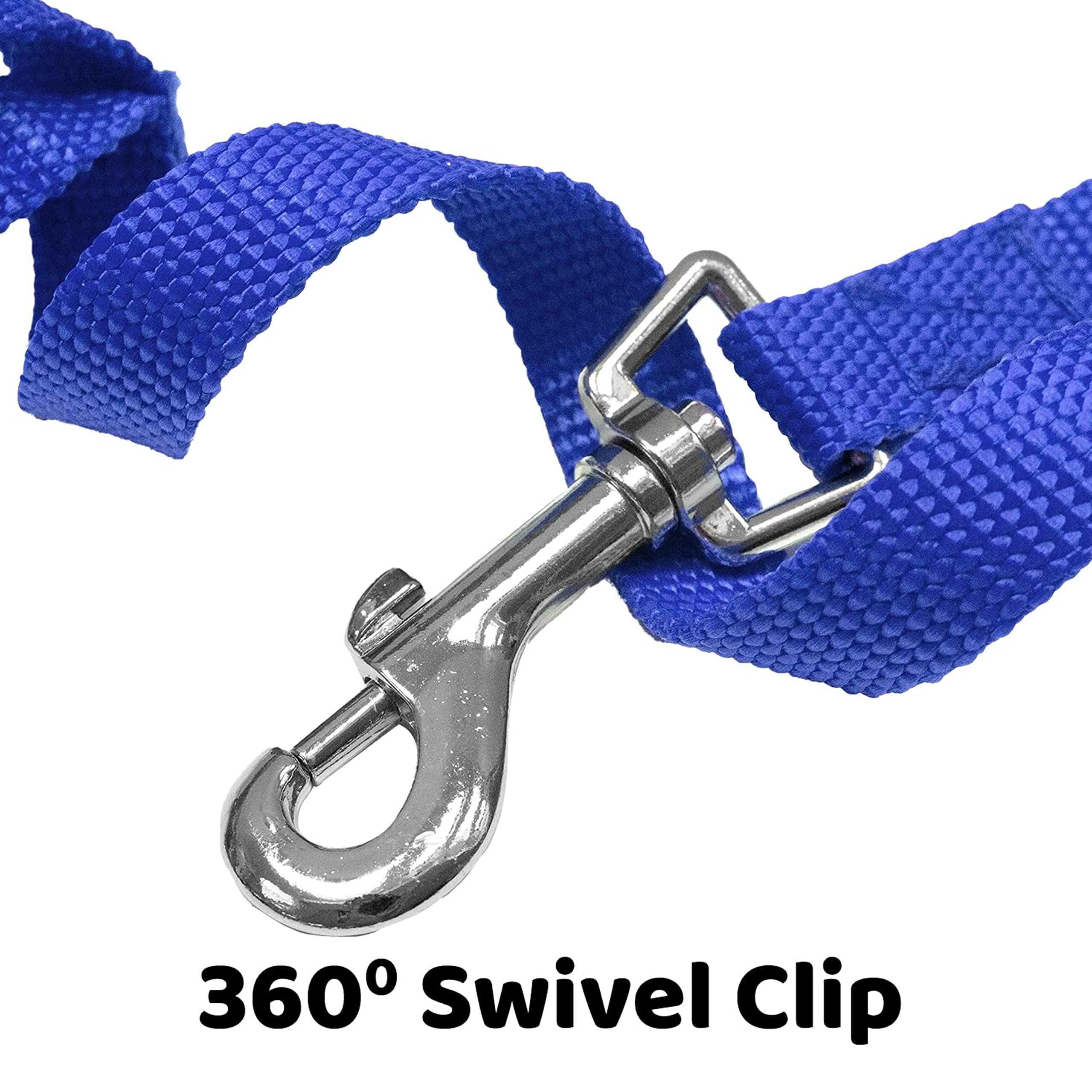 Downtown Pet Supply 15ft Blue Nylon Dog Leash - Long Training Leash for Recall & Obedience - Durable Outdoor Walking, Hiking & Park Training Tool
