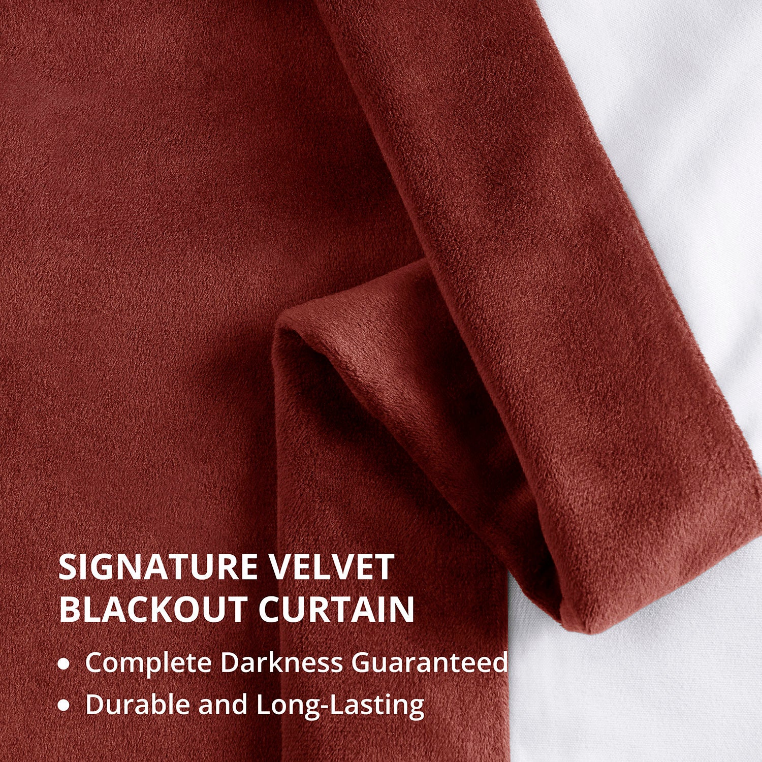 Premium Blackout Curtains - Crimson Rust Signature Velvet for Bedroom & Living Room - Noise Reducing & Thermal Insulated Window Drapes for Better Sleep & Privacy