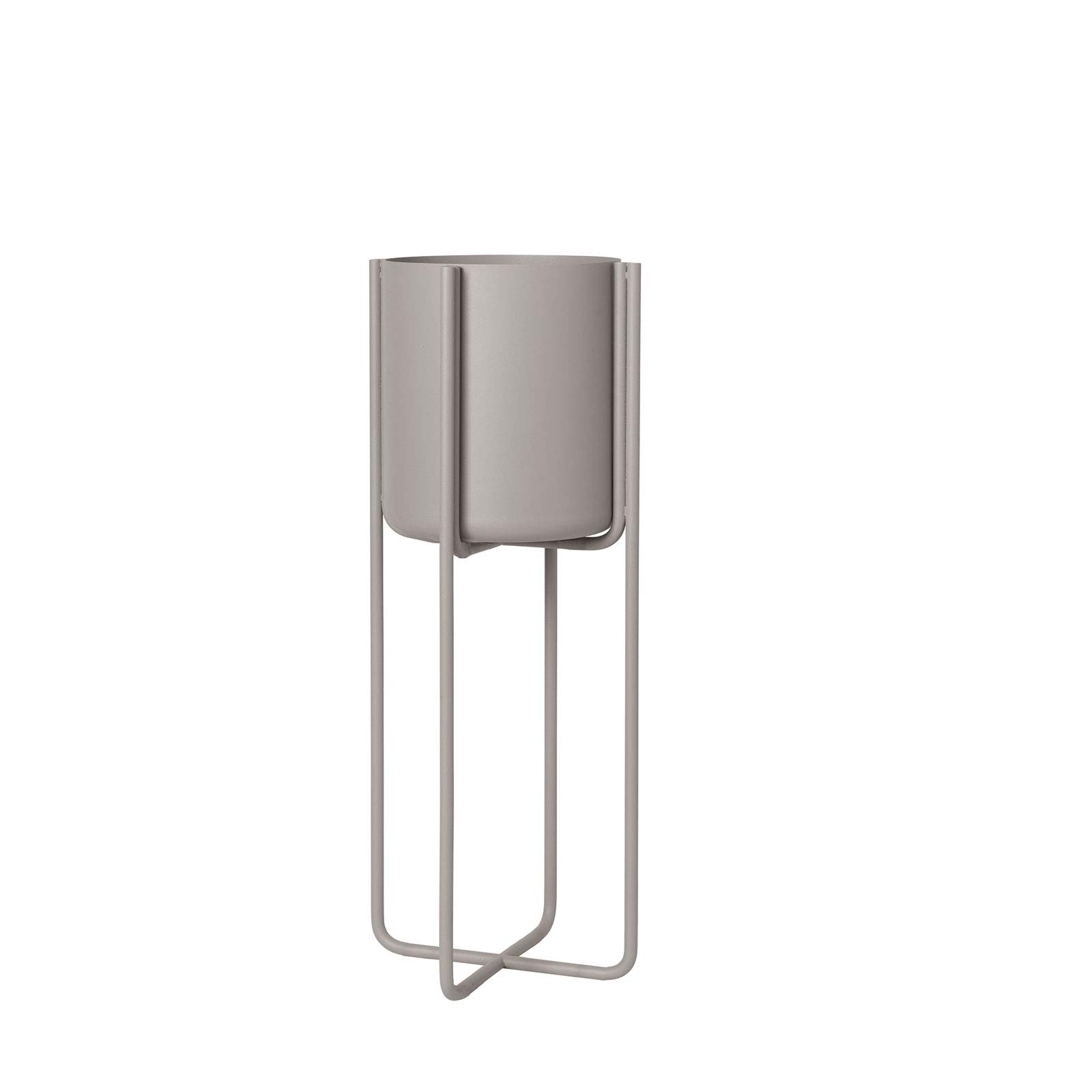 Blomus KENA 21.7 Inch Tall Plant Stand - 8.7 Inch Diameter Modern Indoor Flower Pot Holder (Light Brown/Grey) for Living Room, Balcony & Office Decor