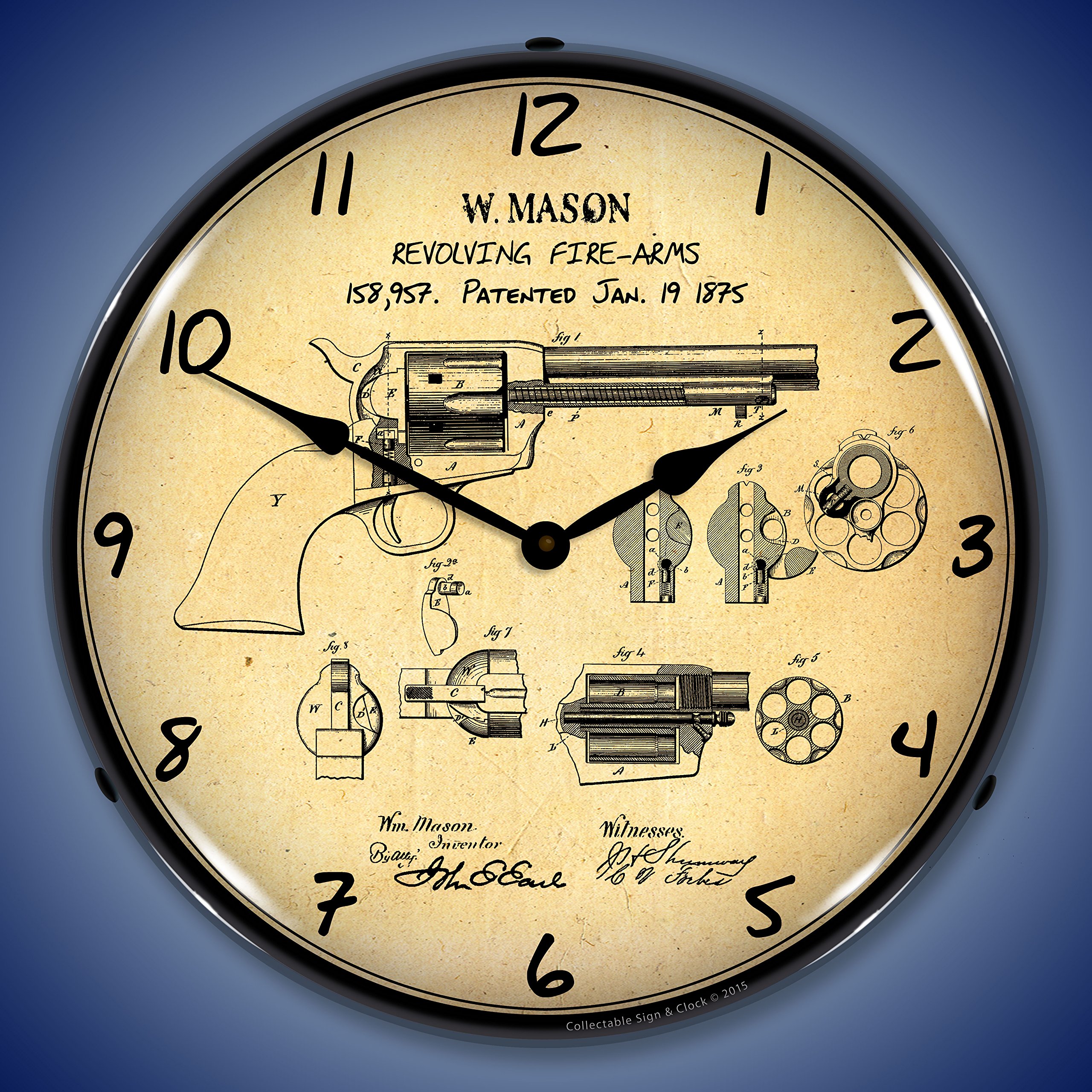 Colt Peacemaker Revolver Backlit Wall Clock - Vintage Gun-Themed Decor for Home, Office & Man Cave | Perfect for Western & Cowboy Fans