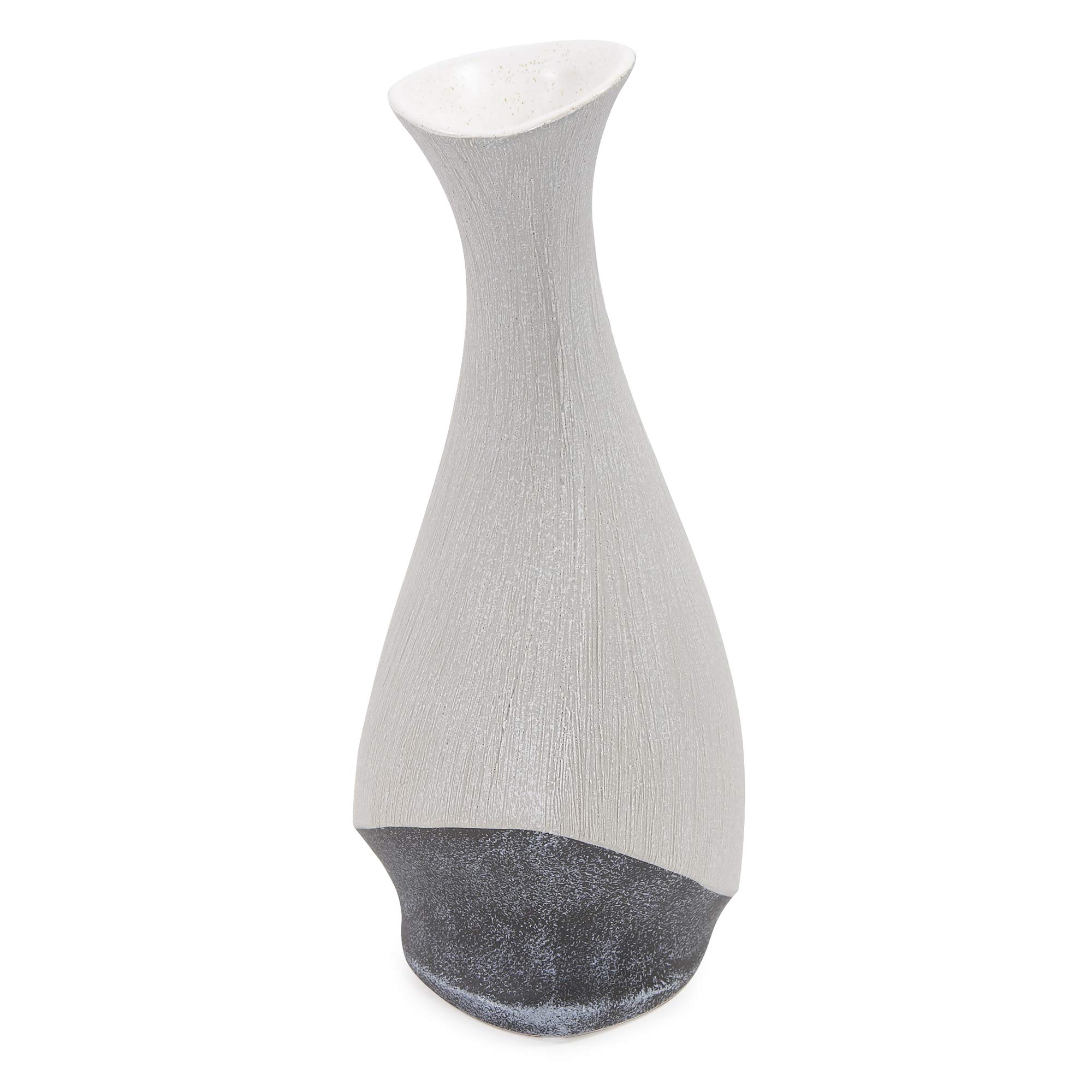 Howard Elliot Balance Small Two-Toned Gray and White Ceramic Vase - Modern Rustic Home Decor, Wedding Centerpiece, Bookshelf & Tabletop Decoration, Housewarming Gift (4.75 x 4 x 9 Inches) - Perfect for Farmhouse, Boho & Minimalist Interior Design Styles