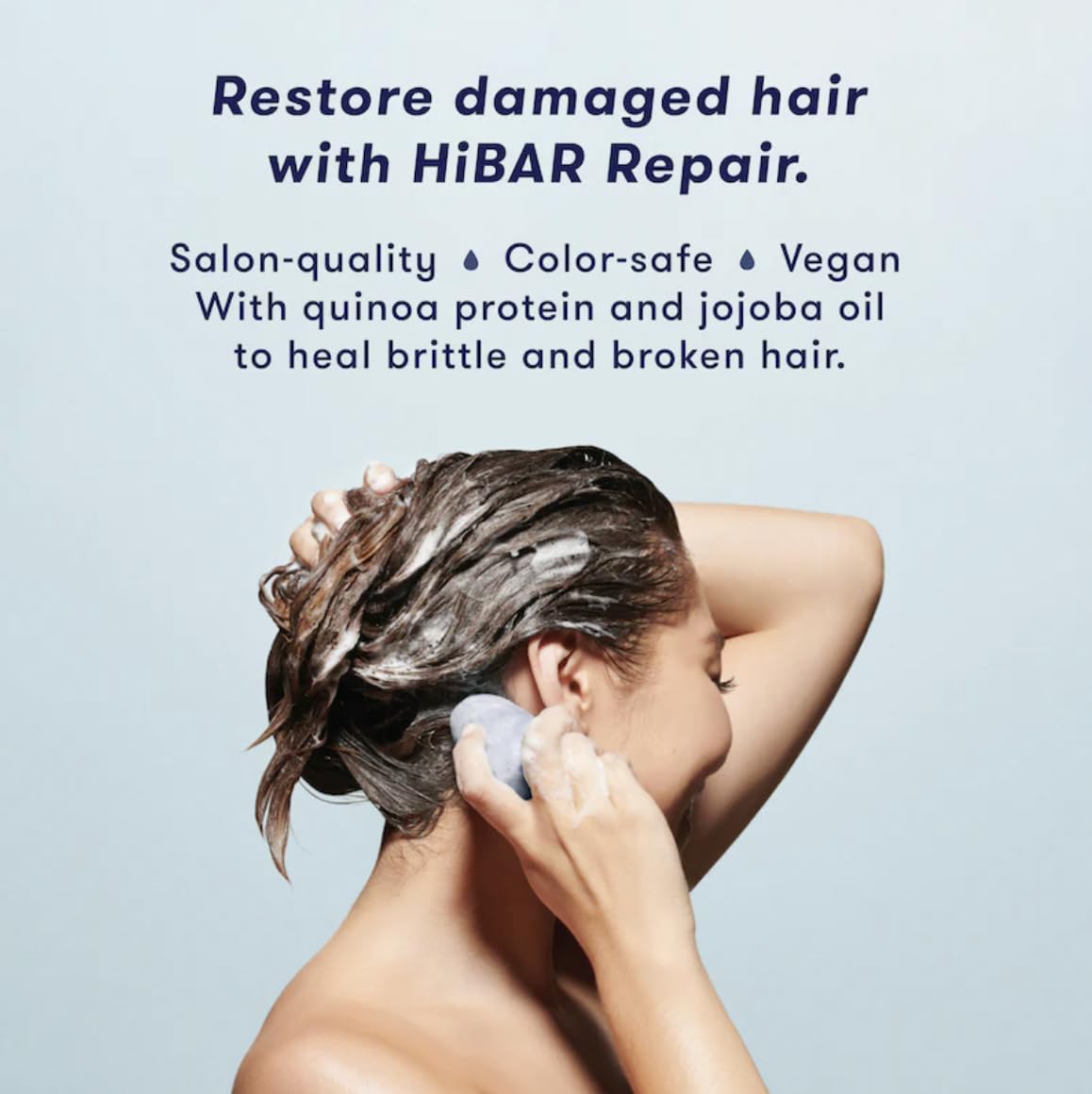 HiBAR Repair Shampoo & Conditioner Bar Set with Travel Pouch - Quinoa Protein & Jojoba Oil for Damaged, Brittle Hair - Plastic-Free, Sulfate-Free, Vegan Hair Care - Perfect for Travel, Gym & Eco-Friendly Home Use
