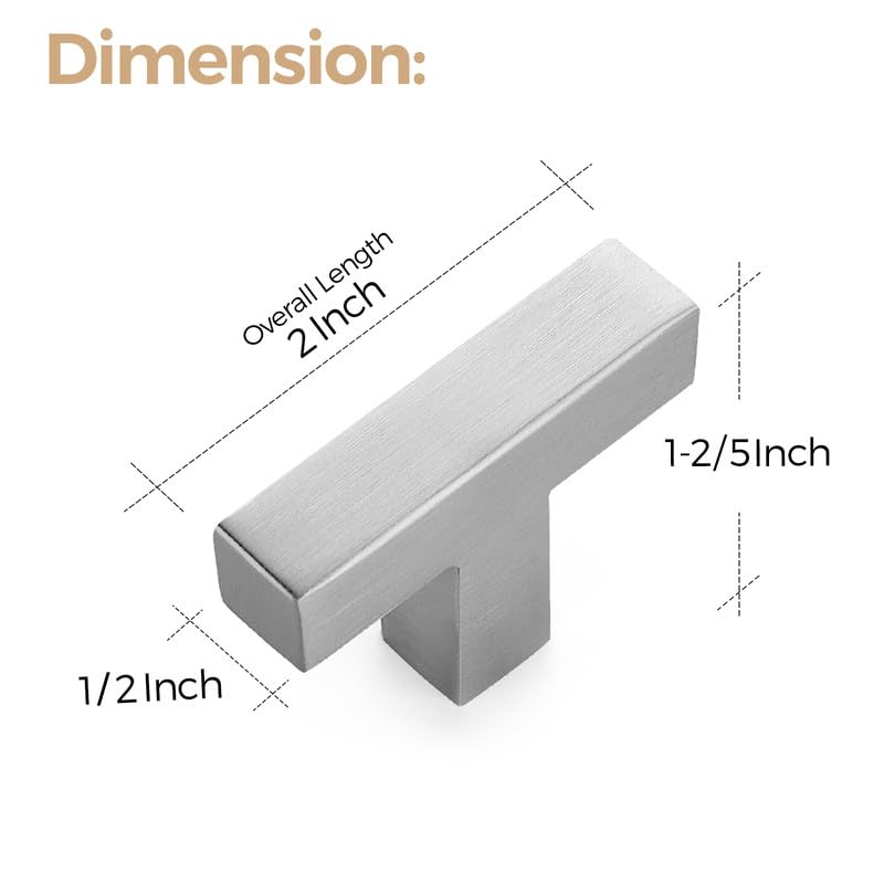 Ravinte 10 Pack Square Bar Cabinet Knobs - Brushed Nickel Kitchen Cabinet Handles & Drawer Pulls - Single Hole Hardware for Modern Kitchen & Bathroom Upgrades