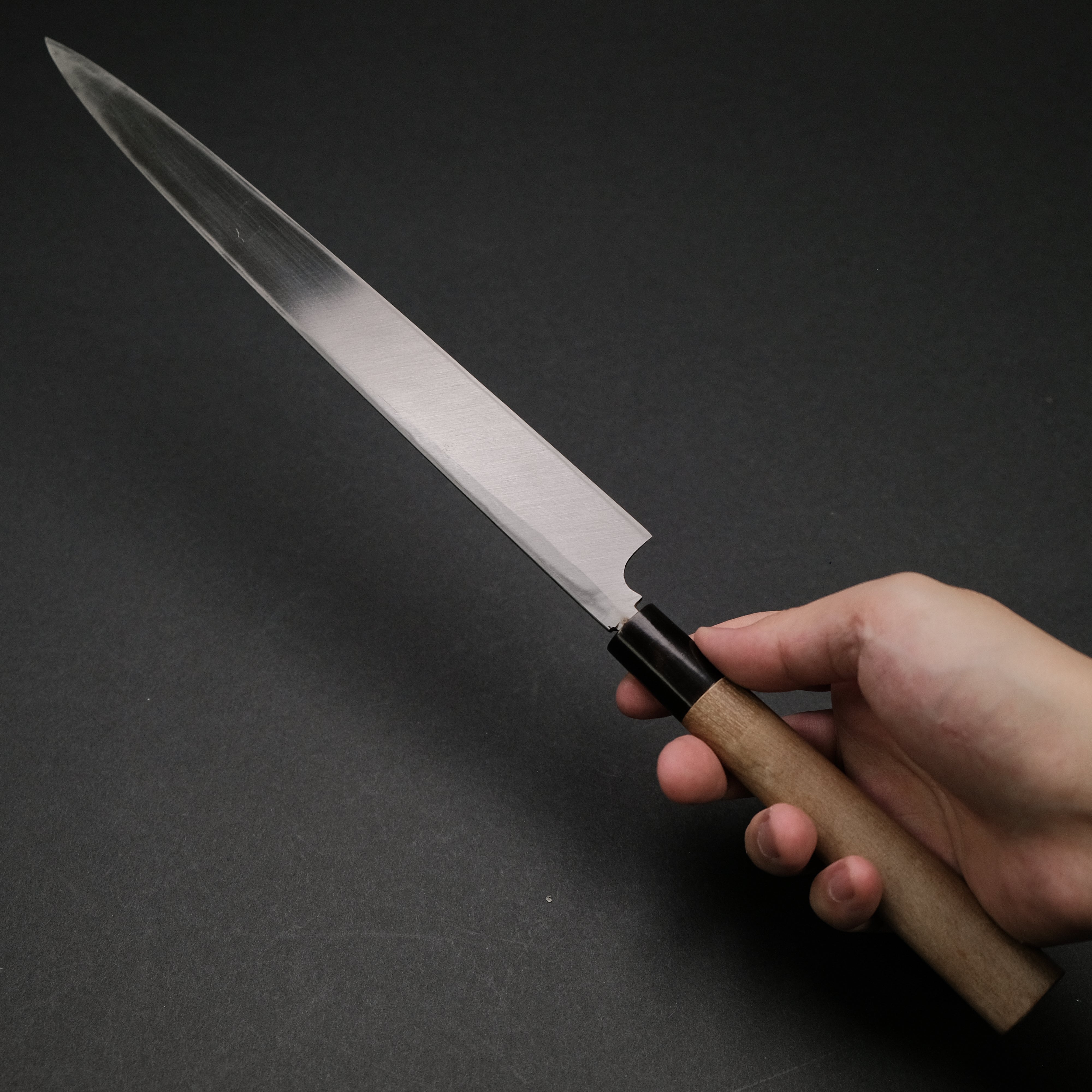 Morihei Hisamoto Vintage Left Handed Fugubiki 270mm Japanese Carbon Steel Sushi Knife with Magnolia Handle - Perfect for Sushi Chefs & Professional Kitchens