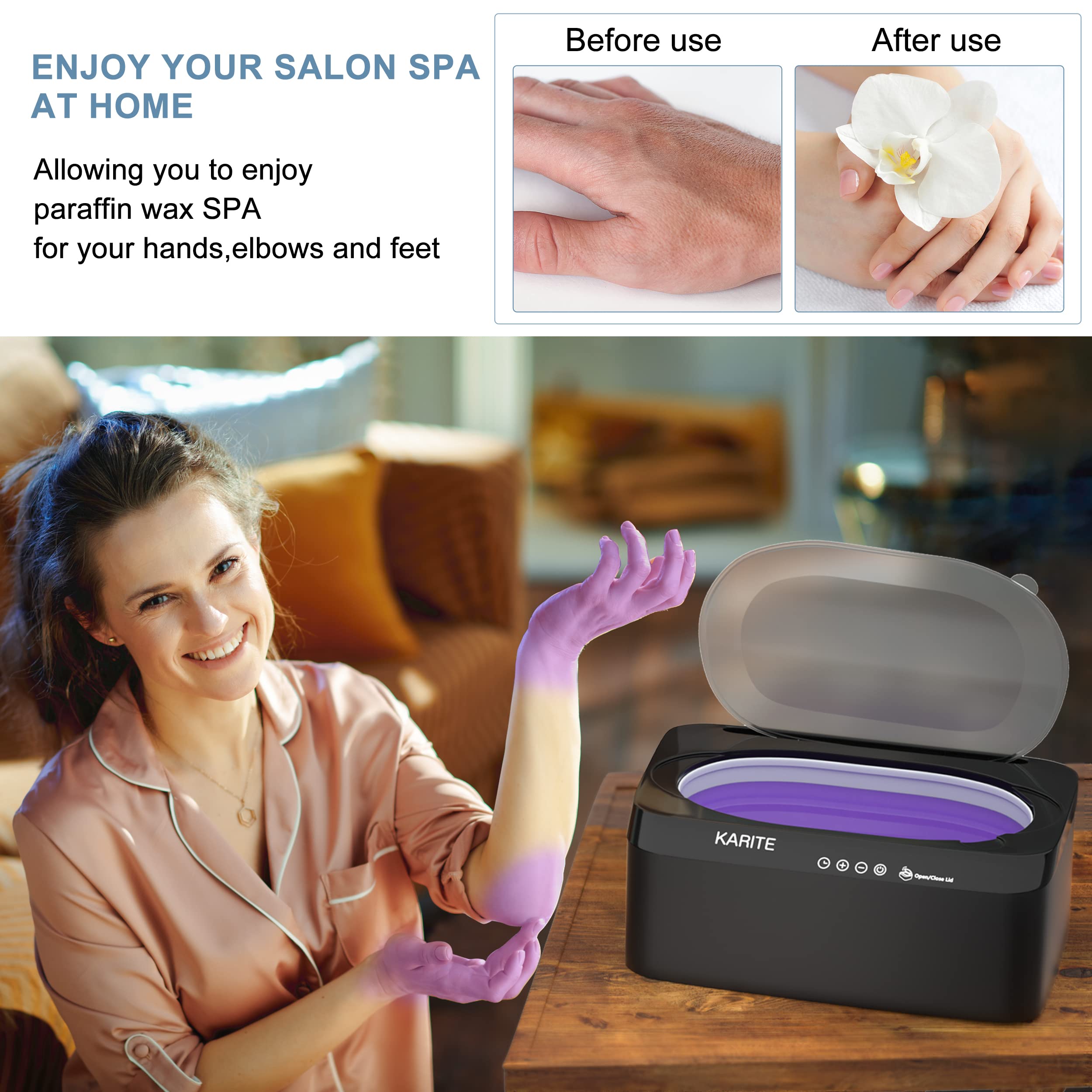 Professional Paraffin Wax Machine for Hands & Feet - Auto Open Lid, 4500ml Paraffin Warmer with 18 Refills - Fast 20Min Wax Melting & Precise Temperature Control - Perfect for Spa, Salon & Home Pedicure Treatments