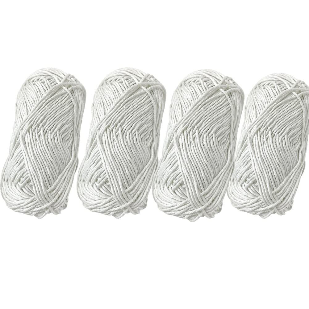 Glow in The Dark Yarn 4 Rolls - Fluorescent Luminous Crochet Knitting Yarn for DIY Crafts, Sewing & Scrubby Thread - Perfect for Nighttime Projects, Halloween Decor & Safety Accessories (White, 4-Pack)