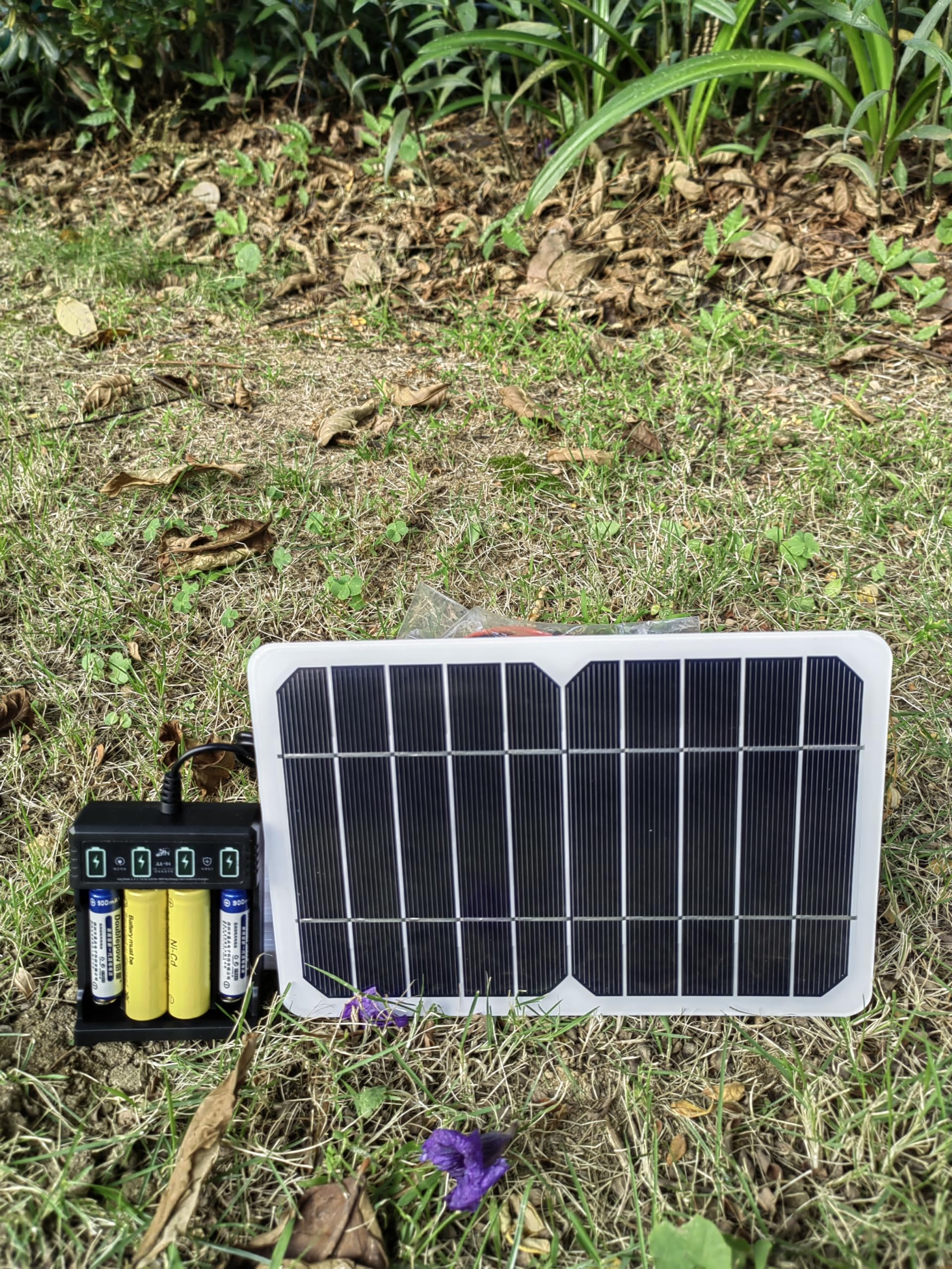 Portable 5W Solar Battery Charger for AA & AAA Ni-MH/Ni-CD Rechargeable Batteries with USB Output - Charge Phones & Devices Anywhere - Perfect for Camping, Hiking & Emergency Power Backup