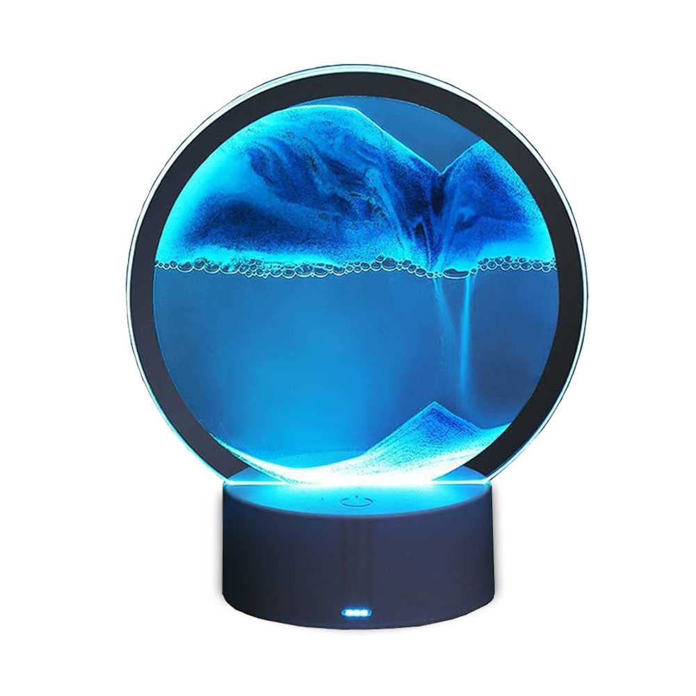 Modern RGB Touch Dimmable Table Lamp with Moving Sand Art - Bedside, Living Room & Office Decor Light - Perfect Gift for Home, Meditation & Relaxation Spaces