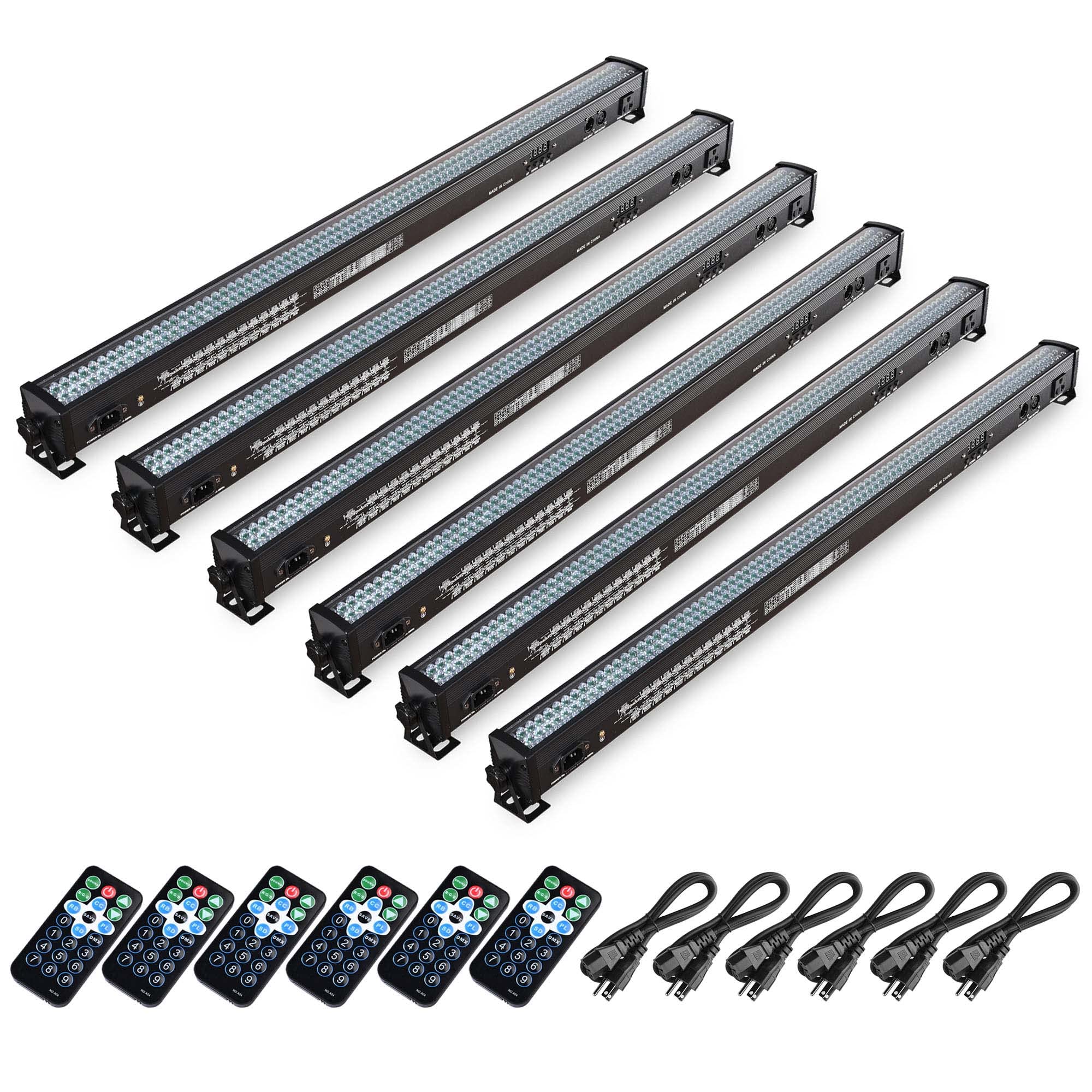 6 Pack 30W 252Pcs RGB LED Wall Washer Light Bar with Remote & DMX Control - Color Changing Stage Lighting for Carnival, Party, Casino, Bar, and Home Decor