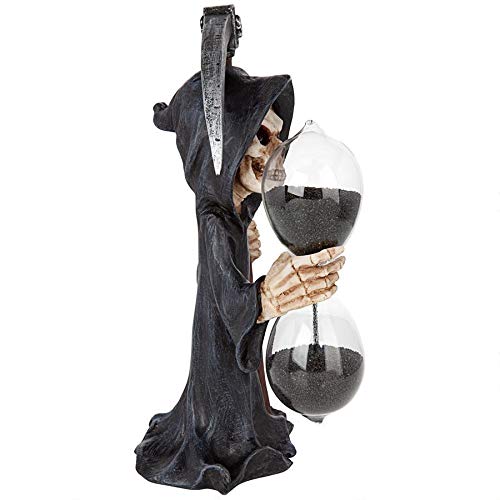 Design Toscano Grim Reaper Sand Timer Hourglass Statue - Gothic Home Decor for Halloween, Office Desk & Dark Academia Aesthetic