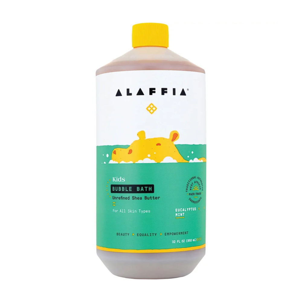 ALAFFIA Kids Bubble Bath - Eucalyptus Mint Scented 33.5oz (950ml) | Gentle & Natural for Sensitive Skin | Perfect for Relaxing Bath Time & Bedtime Routine