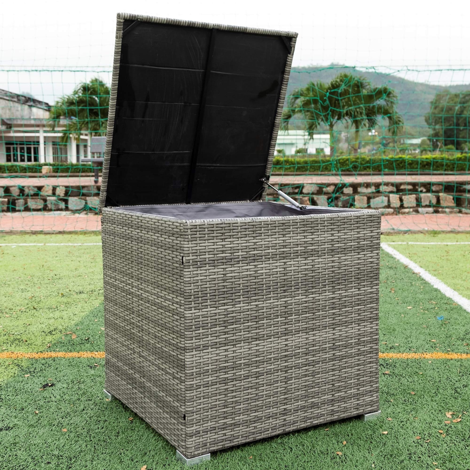 4-Piece All-Weather Outdoor Patio Furniture Set - Rattan Sectional Sofa with Storage Box, Cushions & Coffee Table - Perfect for Backyard, Garden, Poolside & Patio Relaxation