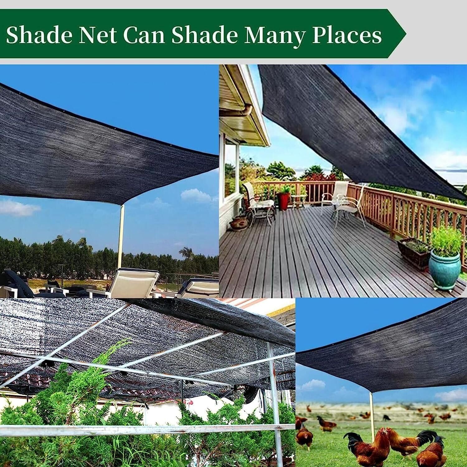 70% UV Resistant Shade Cloth - 6x6.6 FT Sunblock Garden Mesh with Grommets & 8 Ball Bungees - Green Plant Cover for Greenhouse, Patio, Chicken Coop, Pool - Perfect for Outdoor Sun Protection & Gardening Needs