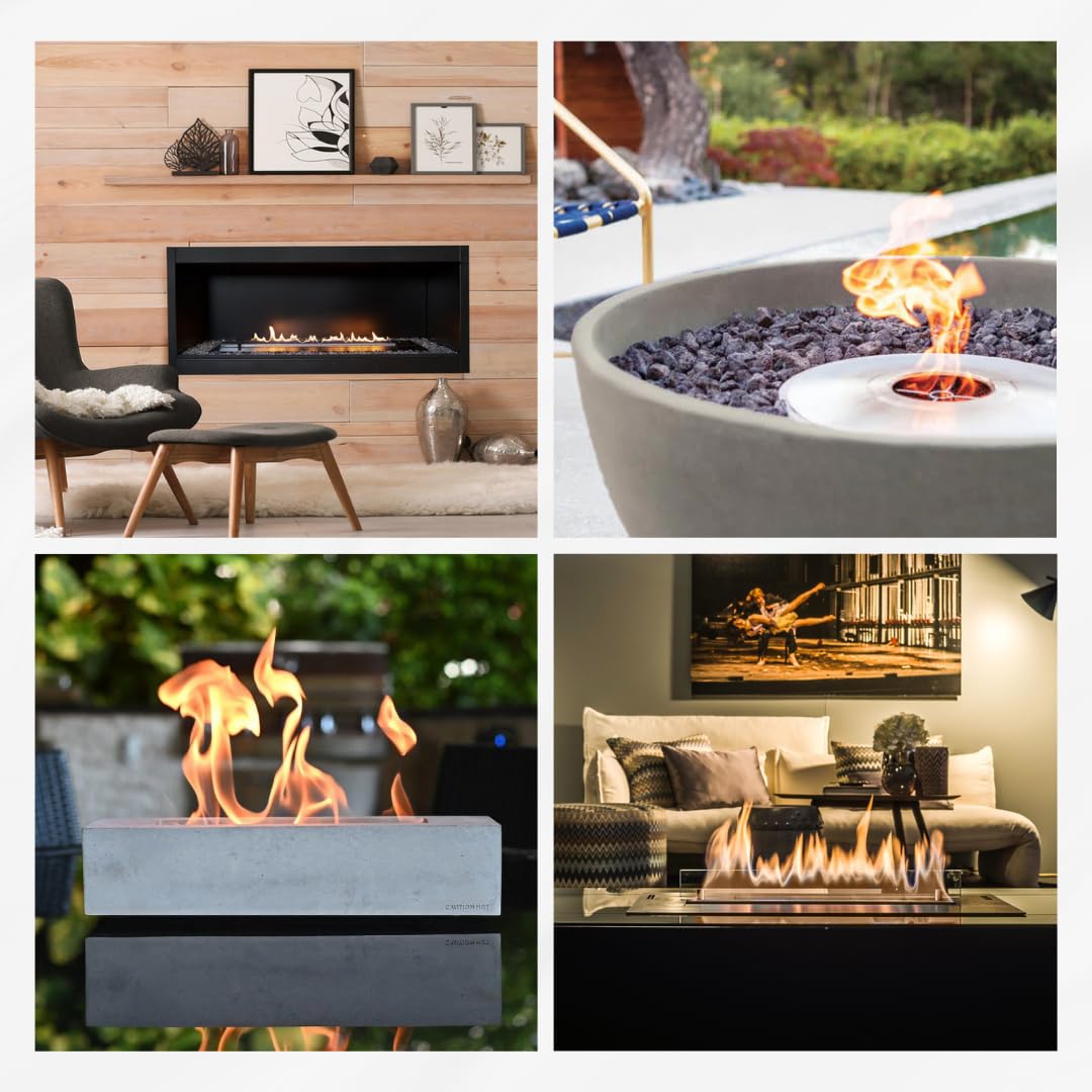 Premium Bioethanol Fuel for Ventless Fireplaces - Clean Burning & Eco-Friendly Fireplace Fuel for Indoor/Outdoor Use - 1 Liter Bottle (Pack of 3) - Perfect for Fire Pits, Tabletop Burners, Ethanol Stoves & Decorative Fireplaces