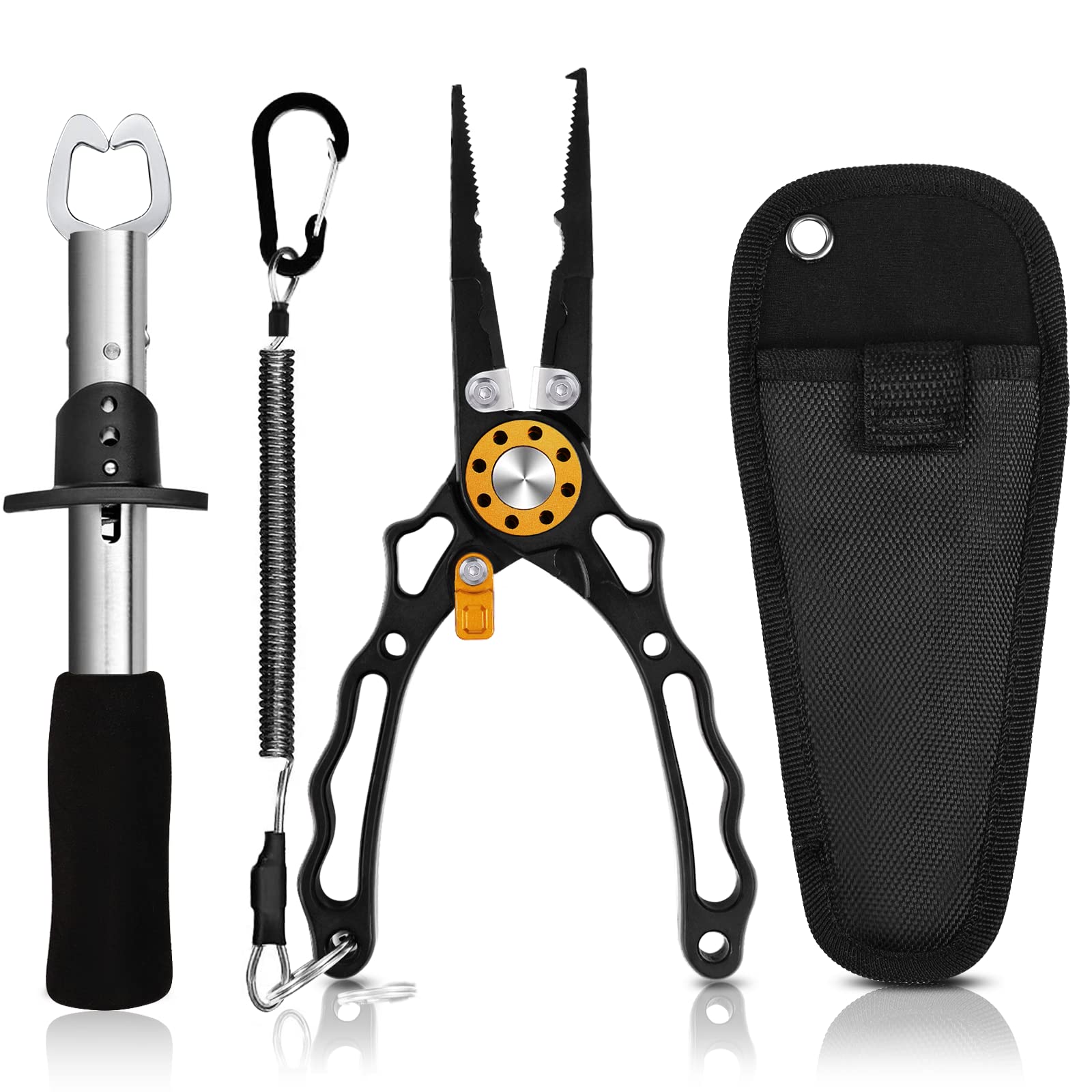 **Premium Stainless Steel Fishing Pliers - Multi-Purpose Fish Control Tool with Anti-Corrosion Coating & Sheath Storage - Ideal Fishing Gear & Gifts for Men (Great for Saltwater Fishing, Boat Trips & Outdoor Adventures)**