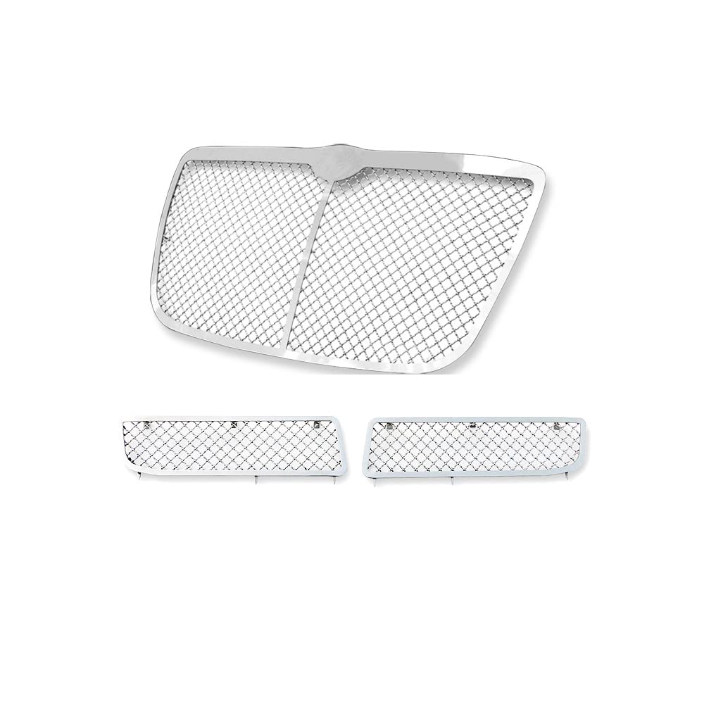 APS Compatible with Chrysler 300 2005-2010 Fog Lights & Full Covered Bumper Grille Insert Combo - Stainless Steel Chrome Mesh Front Grill (S18-W03117R) - Perfect for Car Customization & Front End Protection