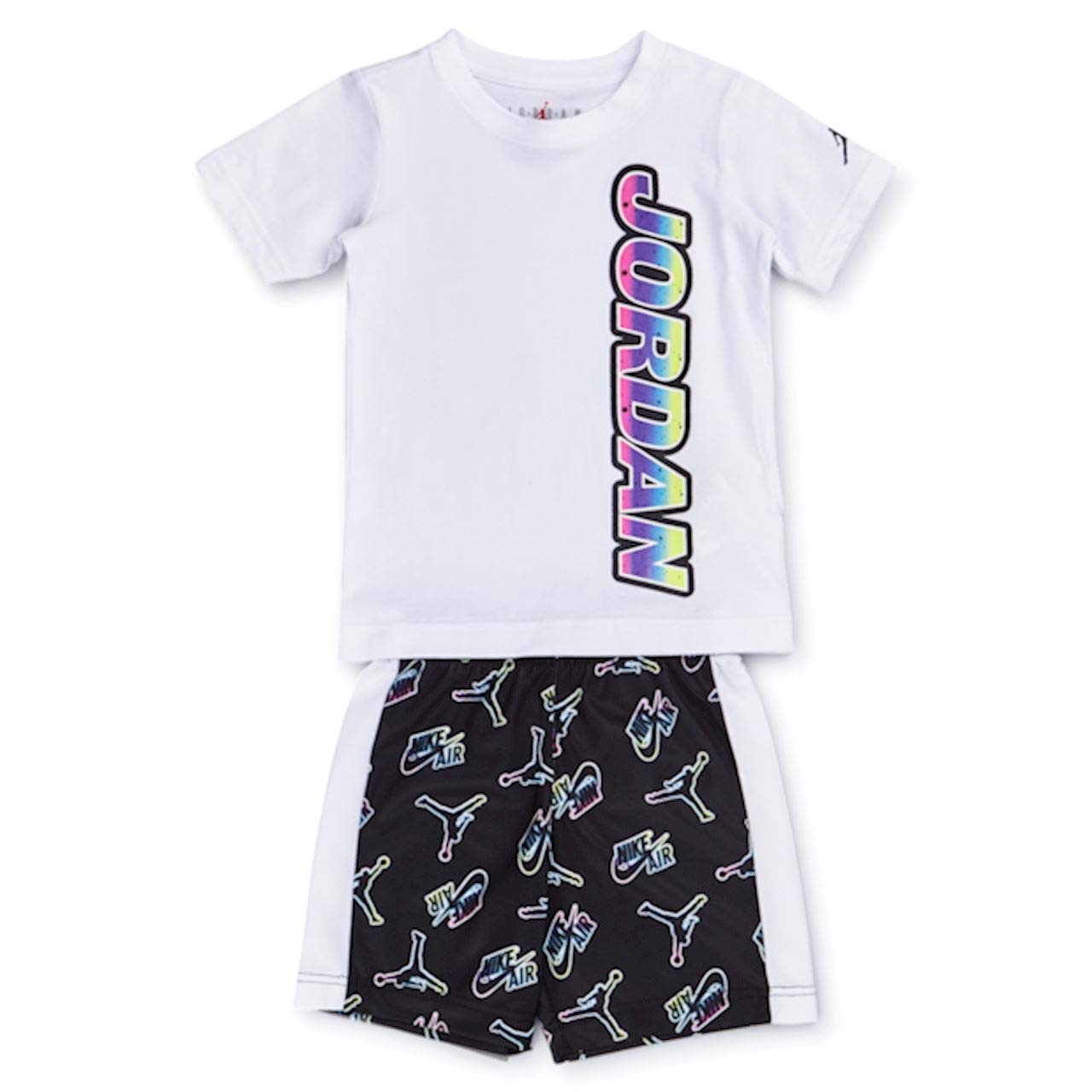 Nike Boys' Active T-Shirt & Shorts 2-Piece Athletic Outfit Set - Breathable Cotton Comfort Fit (White/Black, Size 6) for Sports, Playground & Everyday Wear