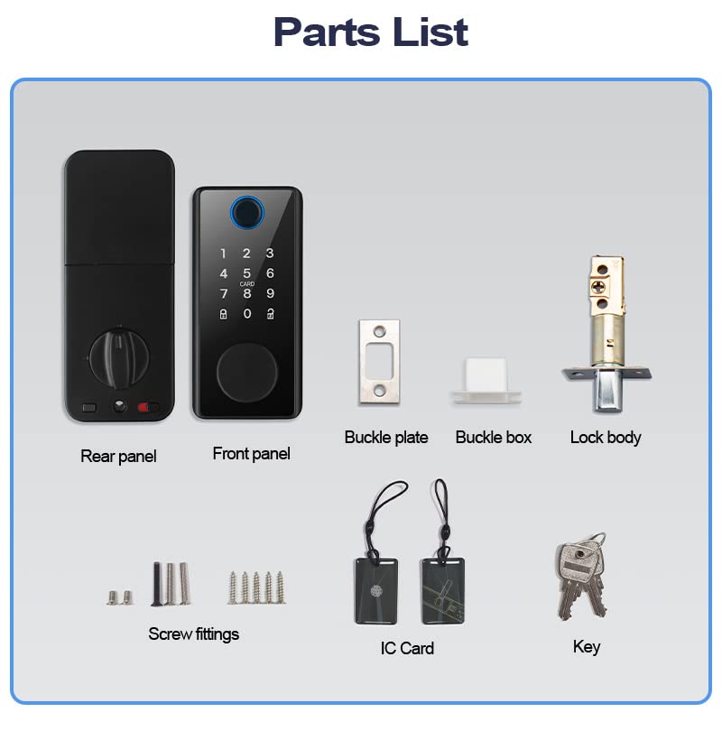 Smart Deadbolt Lock - Fingerprint & Biometric Electronic Door Lock with Tuya/TT APP Remote Control - Keyless Entry for Home Security (Black) - Perfect for Apartments, Rentals & Smart Homes