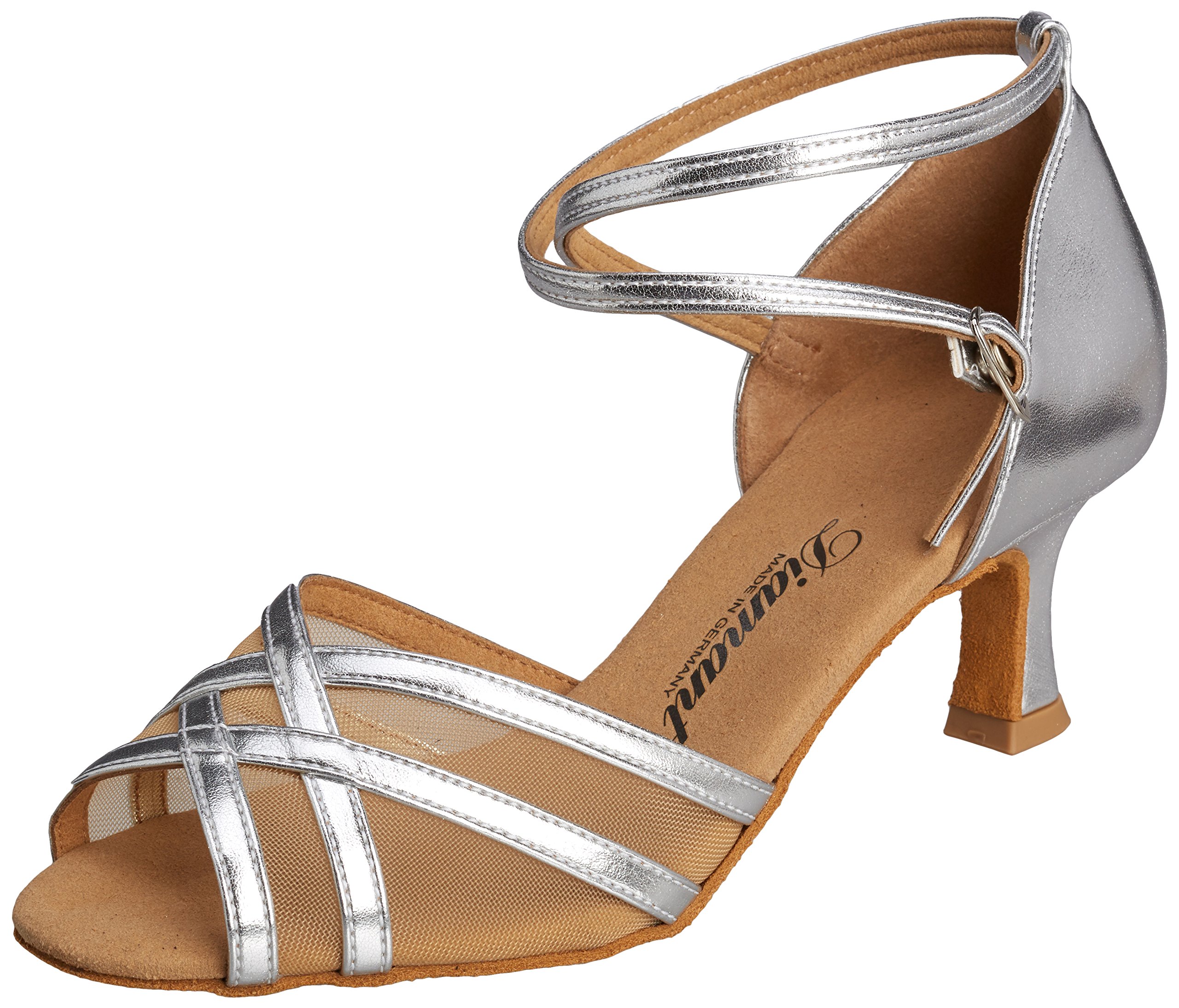Girls Ballroom Dance Shoes - Silver Glitter Comfortable Latin Salsa Tango Performance Shoes for Kids Size 4 - Perfect for Dance Competitions, Recitals & Practice