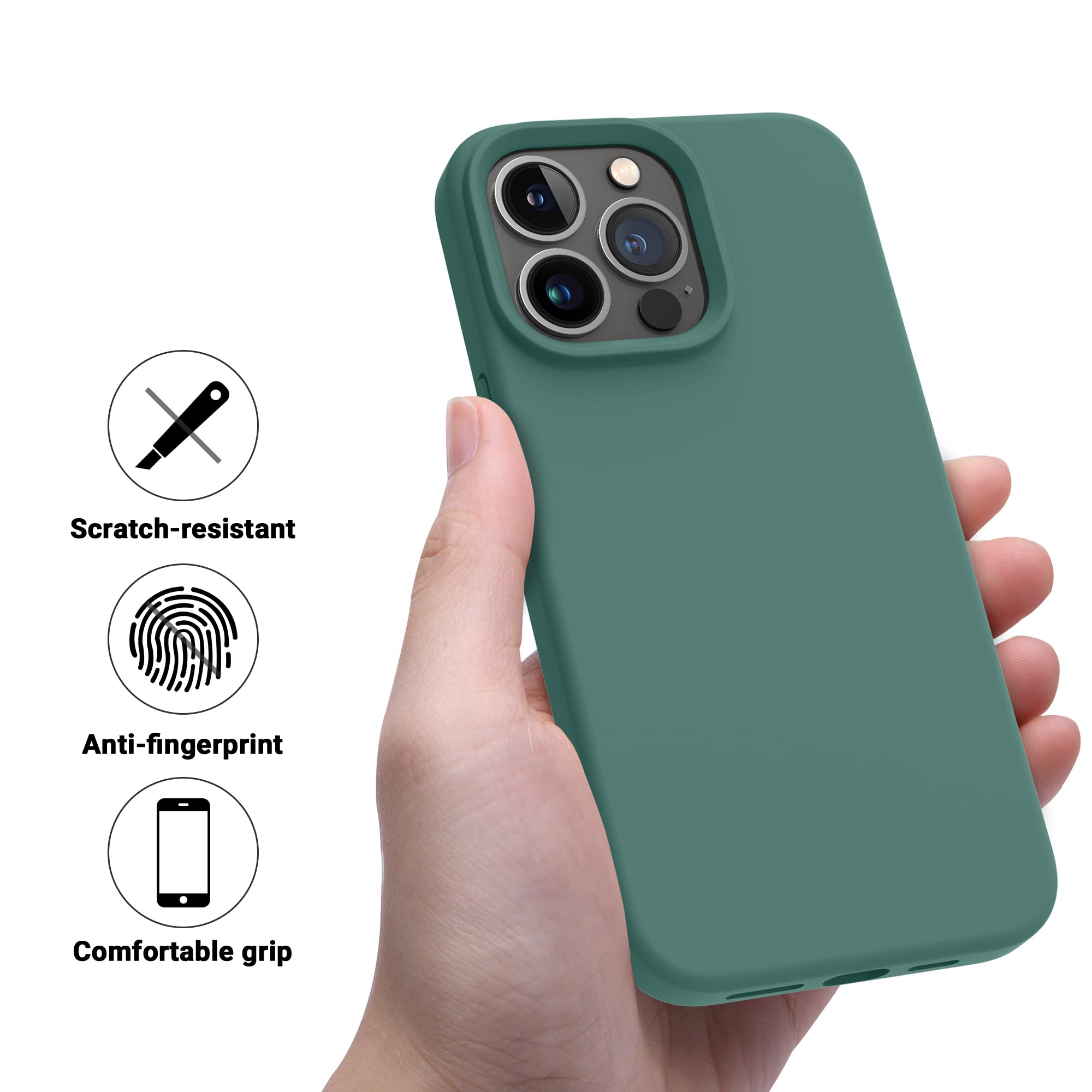 OTOFLY Shockproof Slim Silicone Case for iPhone 14 Pro (6.1 Inch) - Premium Protective Phone Cover in Pine Green | Perfect for Everyday Use, Travel & Outdoor Activities