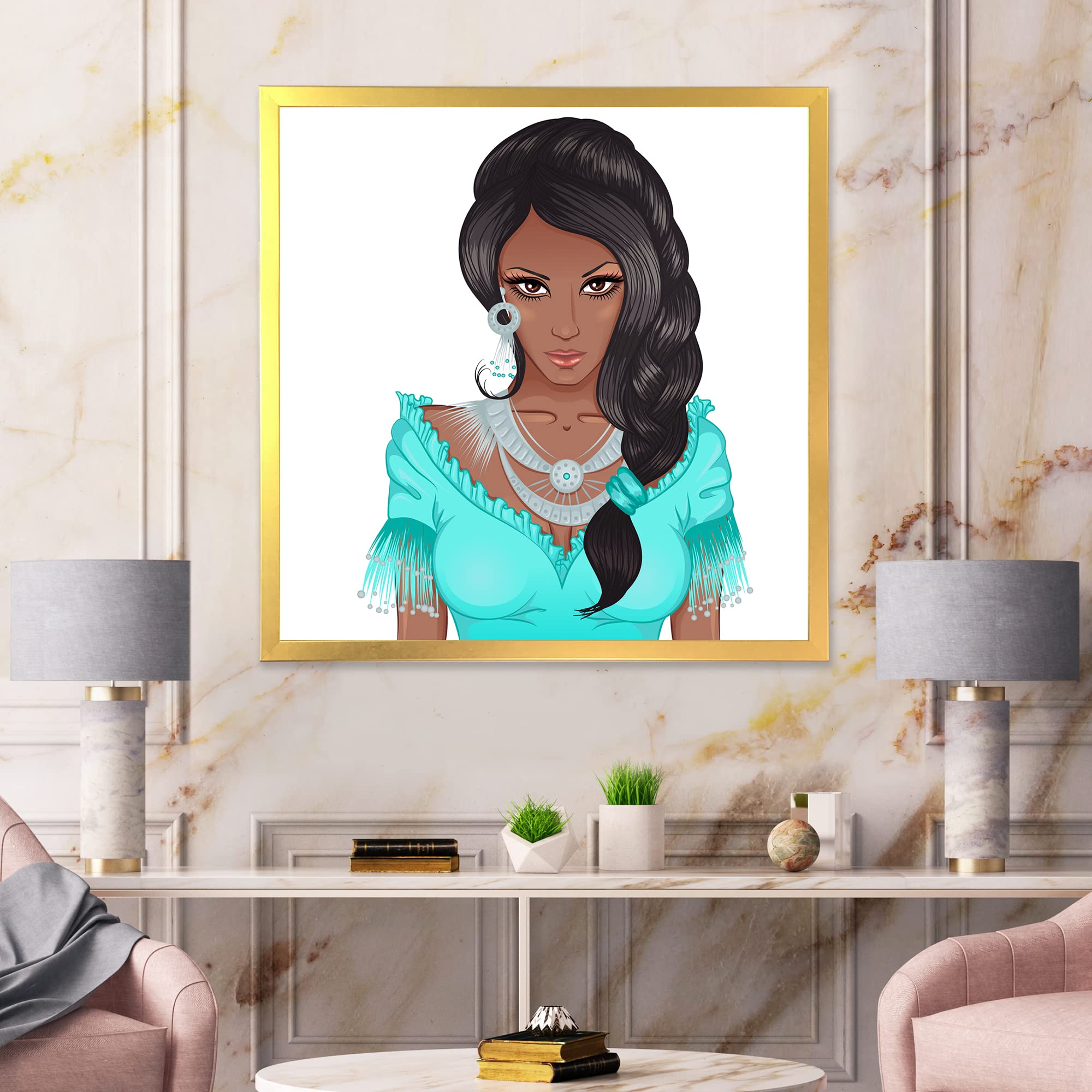 African American Woman Portrait XVI - Modern Framed Wall Art Decor for Living Room, Bedroom & Office