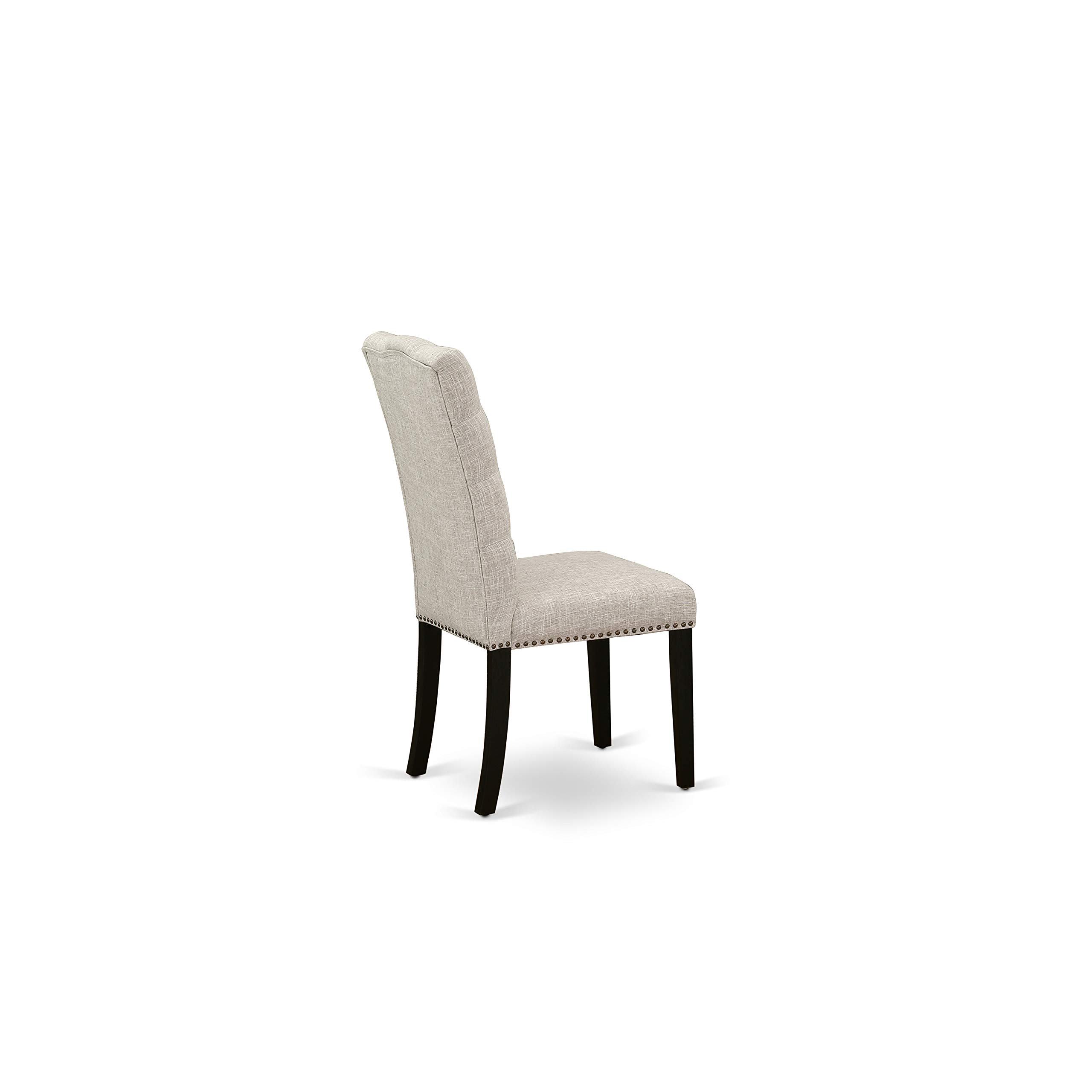East West Furniture HBEL3-ABK-35 3-Piece Kitchen Table & Chairs Set - 42x42 Inch Round Dining Table with Pedestal Base & 2 Doeskin Linen Upholstered Chairs, Wirebrushed Black - Perfect for Small Kitchens, Breakfast Nooks, and Cozy Dining Spaces