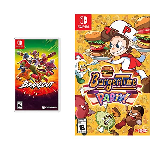 Brawlout & BurgerTime Party - Nintendo Switch Games Bundle - Multiplayer Fighting & Arcade Fun for Family Game Nights