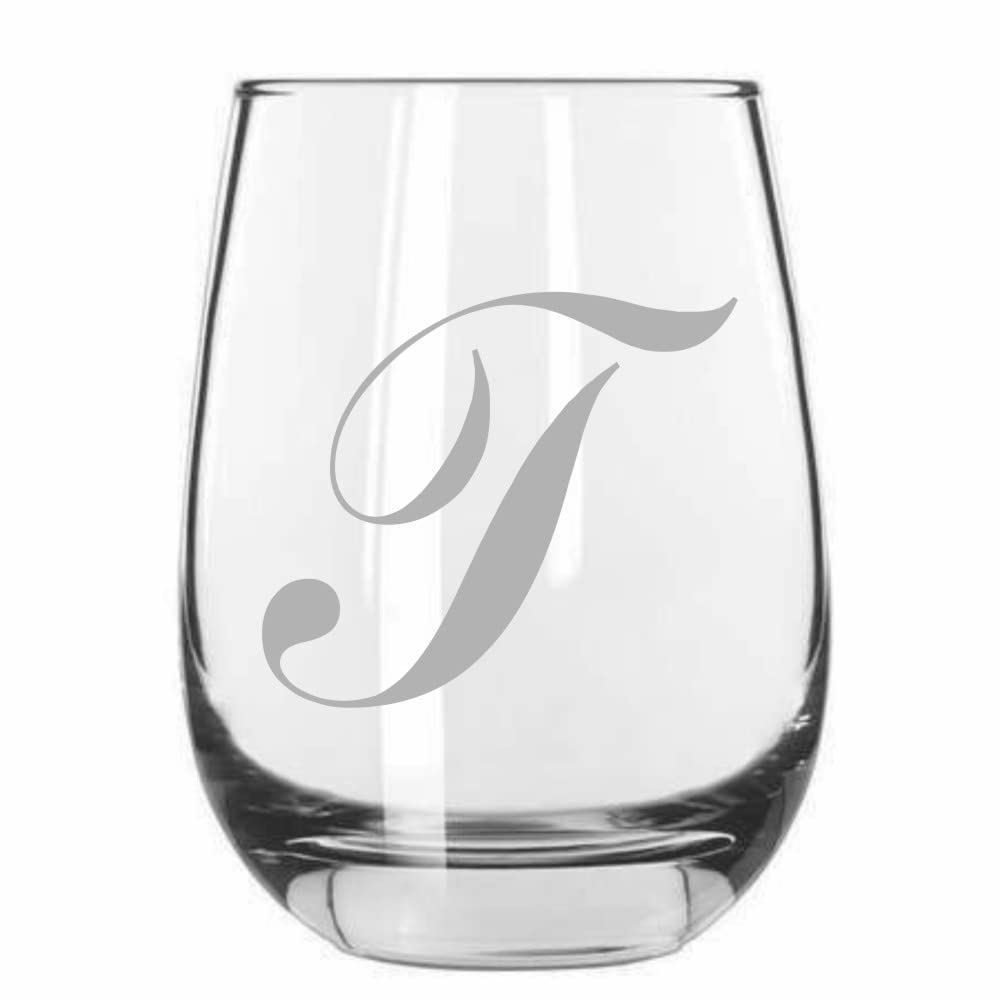 Monogram Etched Stemless Wine Glass 15.25oz - Perfect for Parties & Gifts