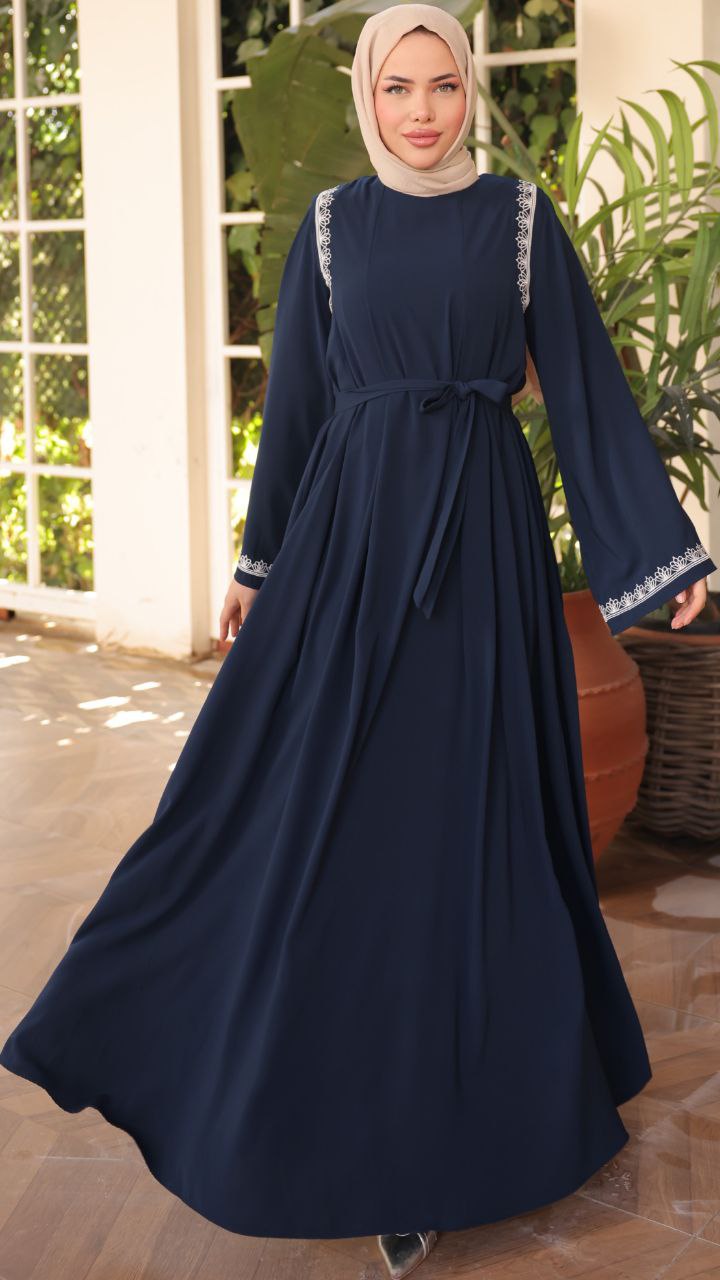 Elegant Nila Long Abaya Dress with Long Sleeves - Modest Muslim Women's Prayer Dress for Home & Mosque Wear