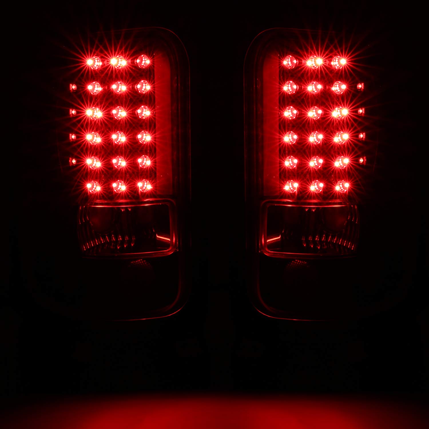AmeriLite LED Brake Tail Lights for 94-01 Dodge Ram 1500 2500 3500 - Crystal Red Pair (Driver & Passenger Side) | Enhanced Visibility & Safety for Night Driving & Towing