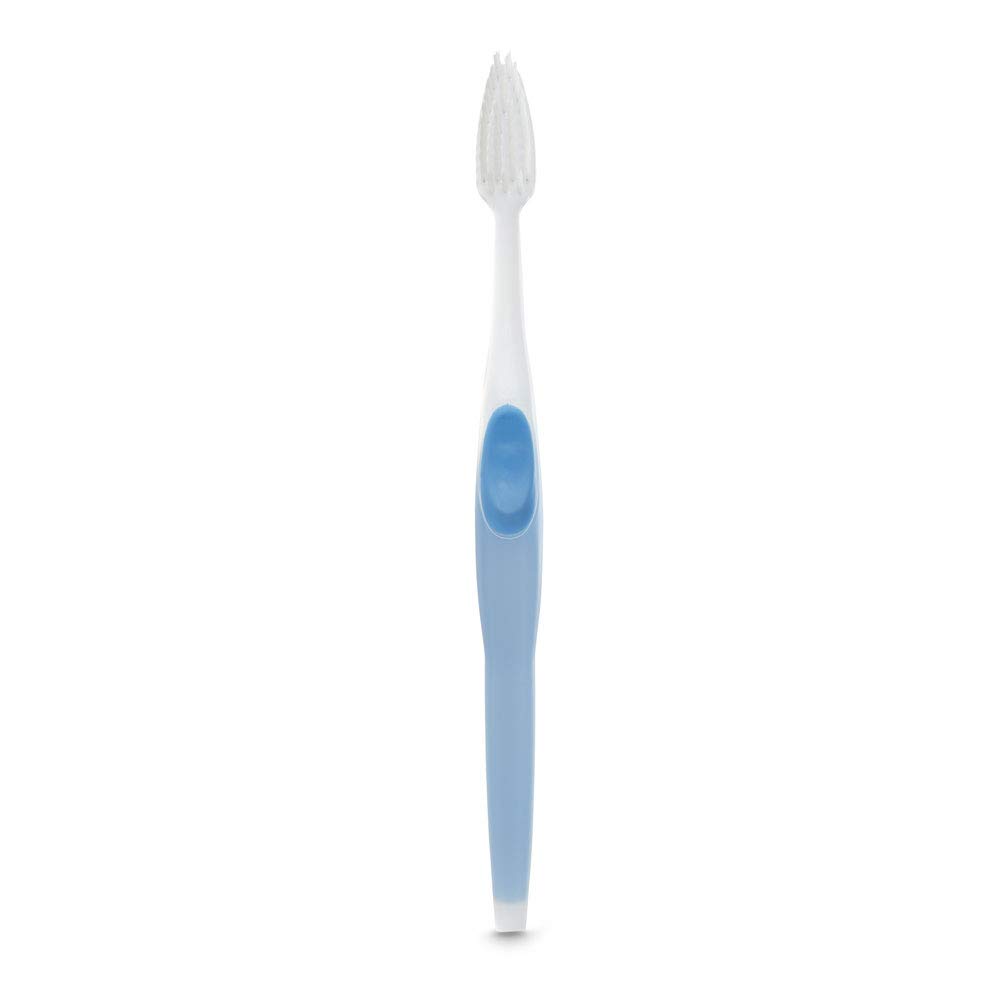 Welbrush Soft Flossing Sensitive Toothbrushes for Adults - Gentle Bristles for Sensitive Gums & Teeth - 4 Pack (Blue) - Perfect for Travel, Home & Office Use