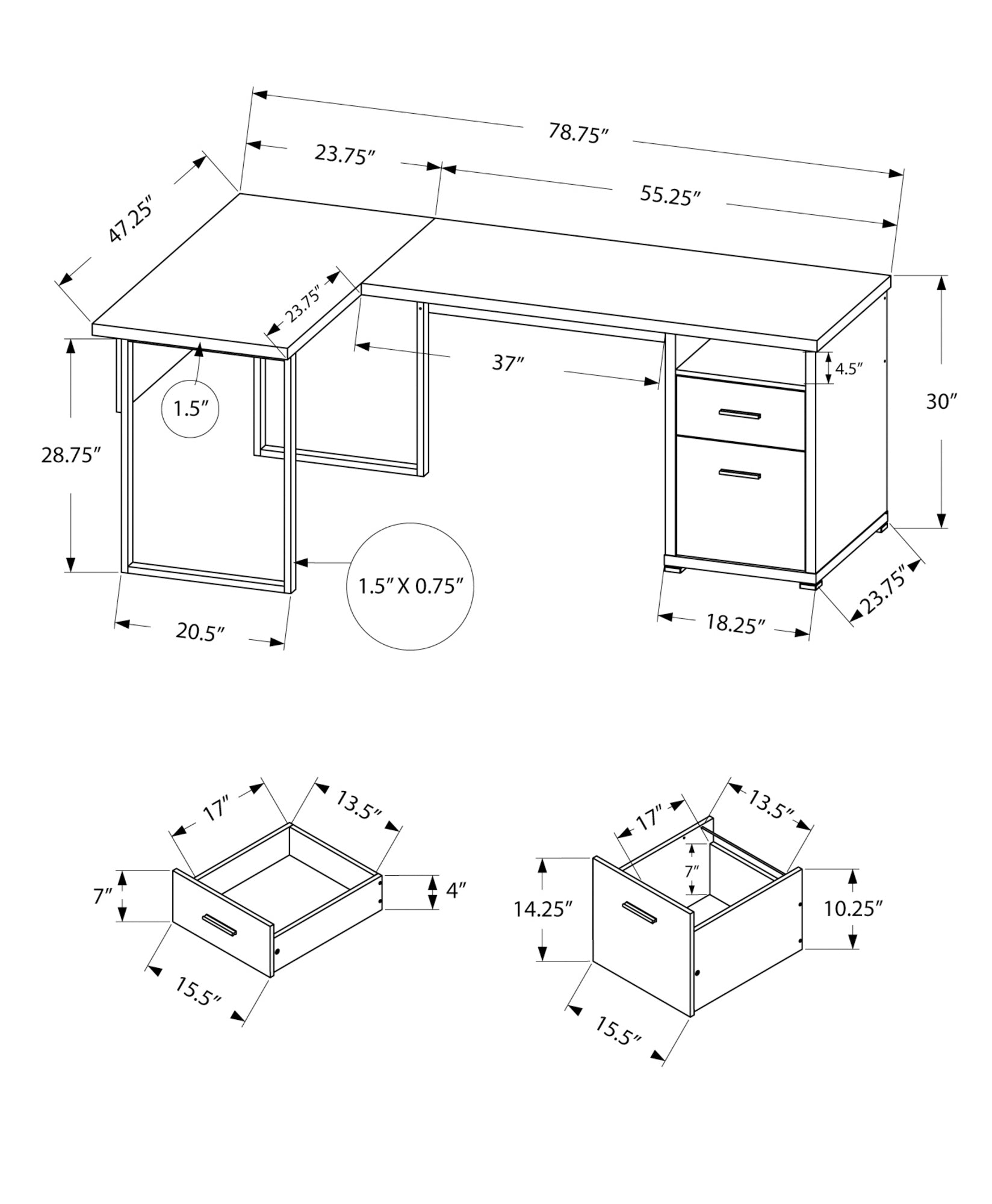 80L Office Series Dark Taupe L-Shaped Desk - Left or Right Facing - Perfect for Home Office & Workspace Setup
