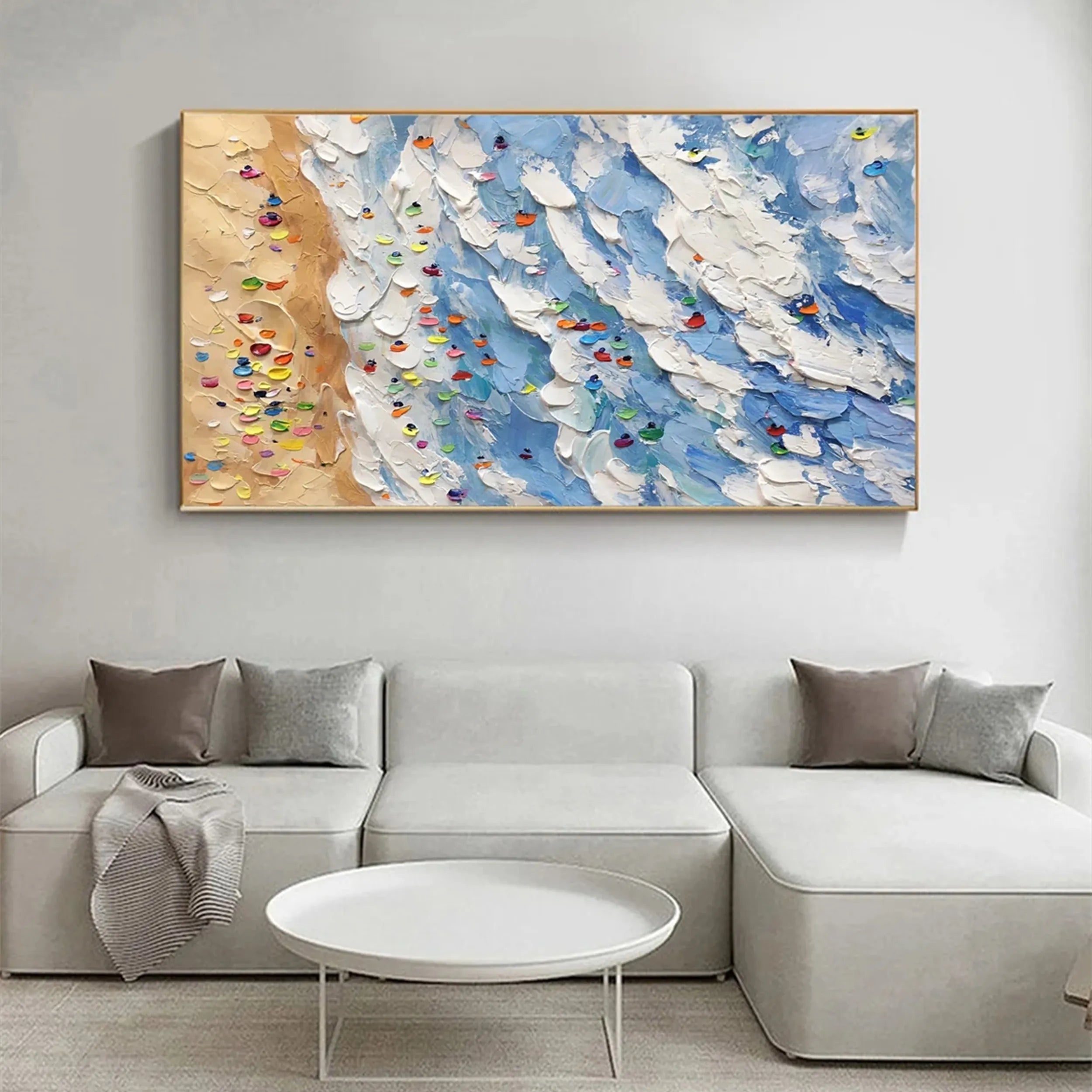 Seascape and Snowy Peak Painting #SP009 - Stunning Landscape Artwork for Home & Office Decor | Perfect for Living Room, Bedroom, or Gift