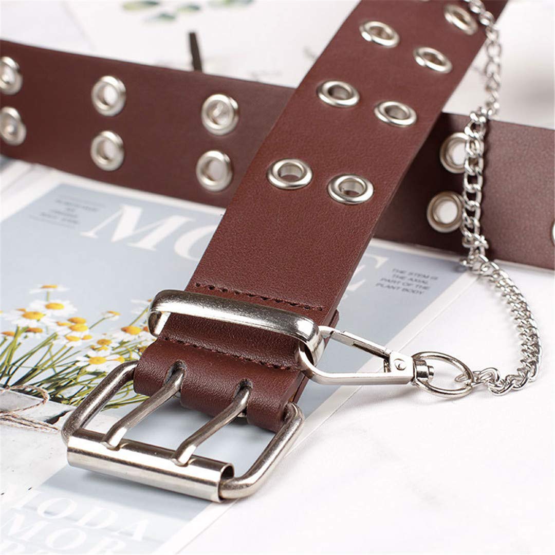 Punk Style PU Leather Waist Belt with Hip-Hop Pin Buckle - Adjustable Black Chain Belt for Women & Girls - Perfect for Jeans, Skirts & Streetwear Fashion