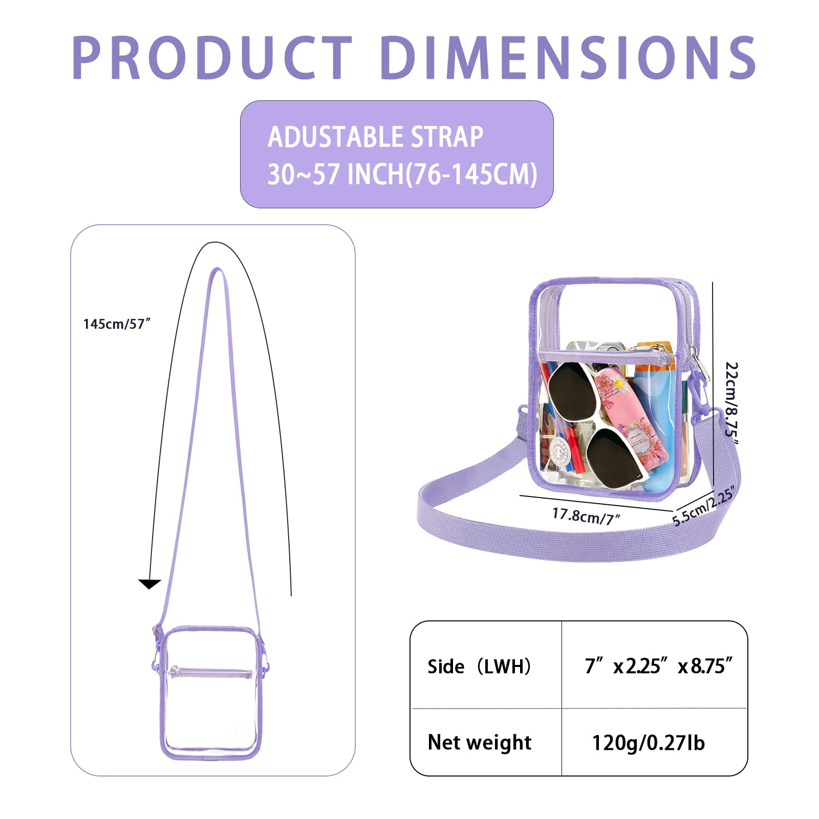 Stadium Approved Clear Crossbody Bag for Women - Transparent Purse with Front Pocket for Concerts, Sports Events & Theme Parks | Fashionable & Secure