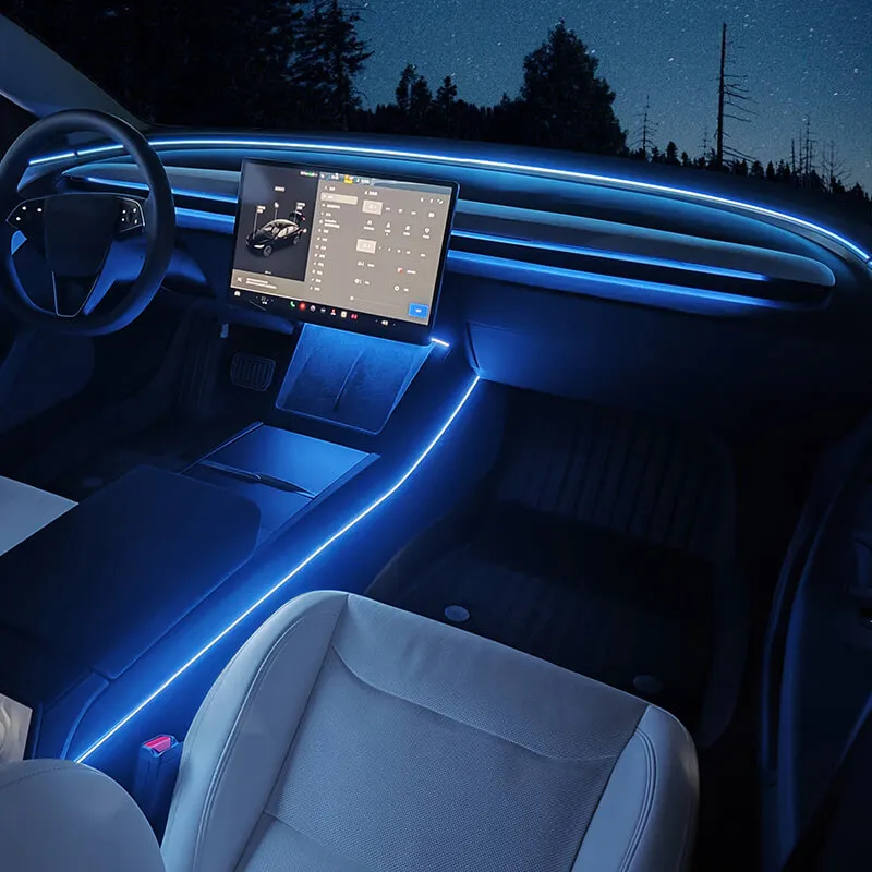 Custom Ambient Neon Lights for 2024+ Tesla Model 3 Highland & 2025 Model Y Juniper | App Controlled Multicolor LED Interior Lighting Kit | Perfect for Night Driving & Car Customization