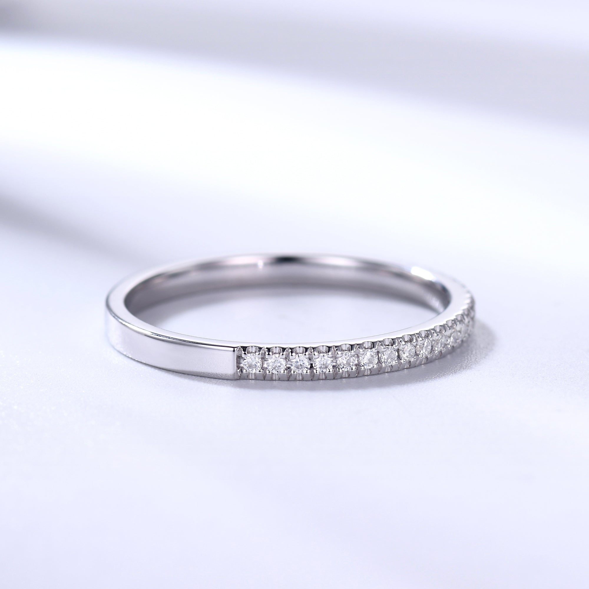 14K White Gold Round Diamond Half Eternity Wedding Ring for Women - Elegant Bridal Band, Anniversary Gift, Engagement Jewelry (Perfect for Proposals, Weddings & Special Occasions)