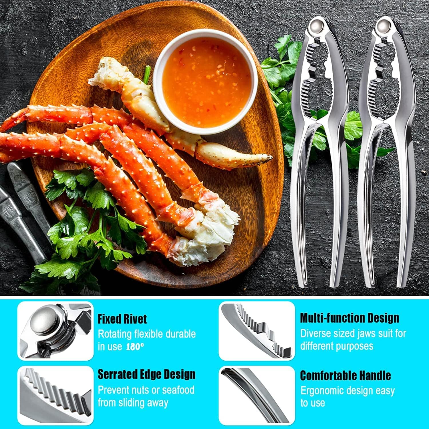 12-Piece Heavy Duty Crab Crackers & Seafood Tools Set - Crab Leg Crackers, Lobster Nut Crackers & Openers - Perfect for Home Kitchen, Parties & Gifts for Crab & Lobster Lovers - Ideal for Seafood Feasts, BBQs & Holiday Gatherings