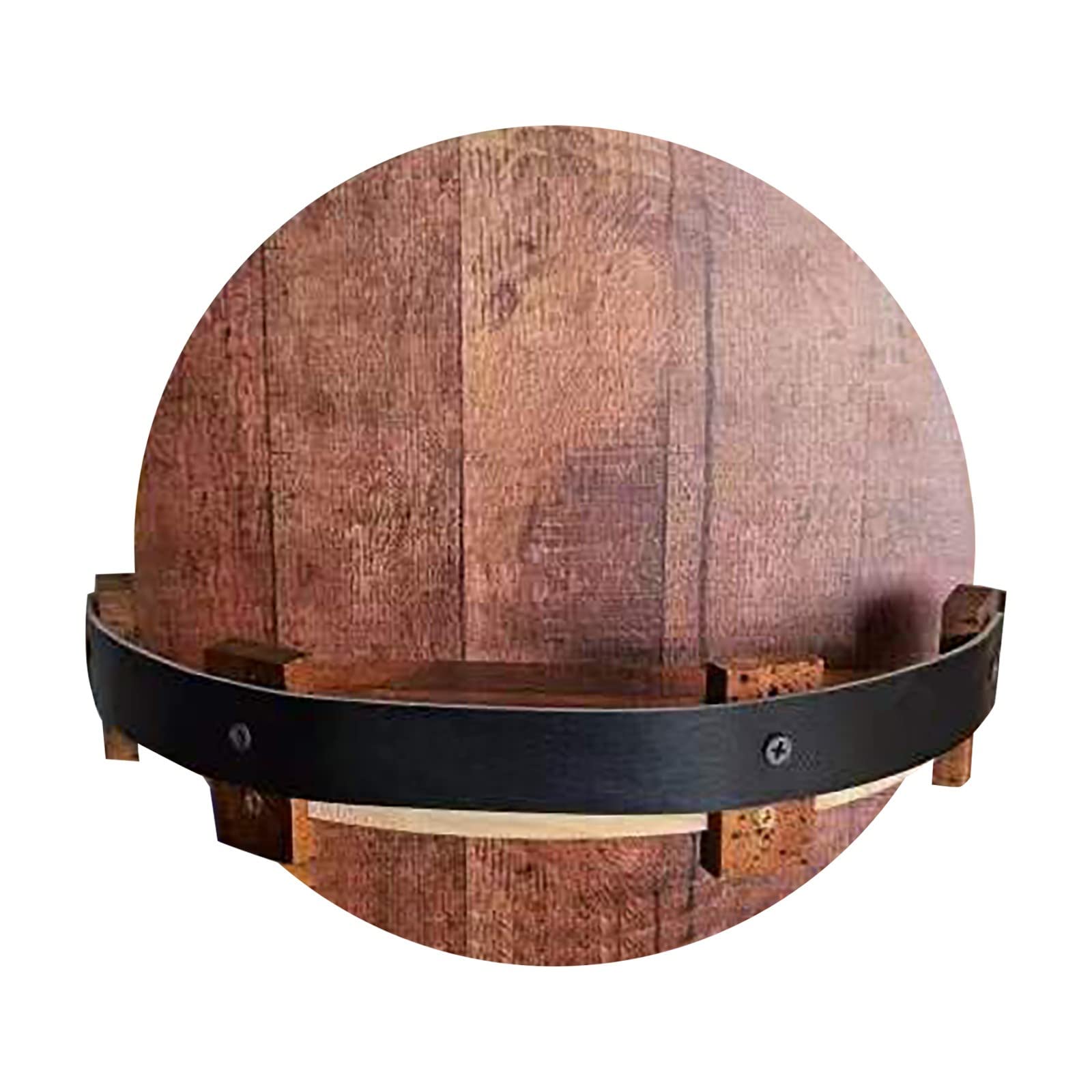 Vintage Round Wooden Bourbon Barrel Whiskey Shelf - Handcrafted Wall Mounted Liquor Bottle Display - Rustic Wine Storage Rack for Kitchen, Bar & Home Decor - Perfect for Whiskey Collections & Entertaining Guests (One Size)