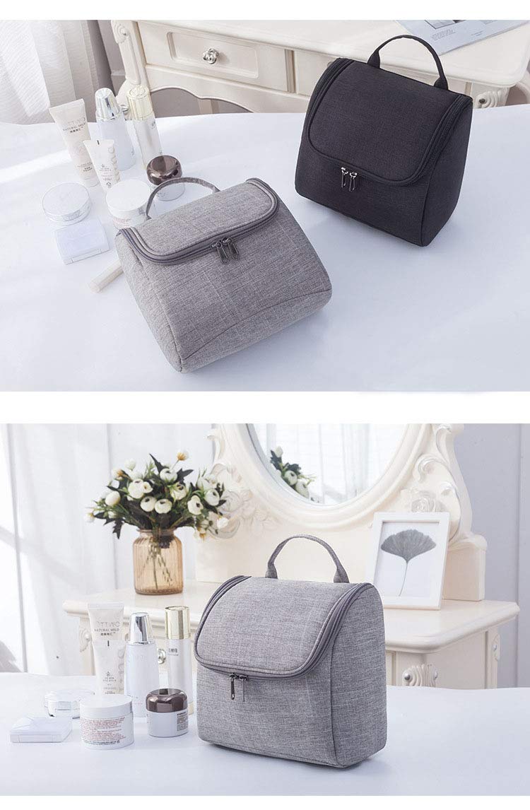 Waterproof Hanging Toiletry Bag for Travel - Portable Makeup Organizer & Cosmetic Storage Pouch - Ideal for Business Trips, Gym, Camping - Men & Women (Gray)