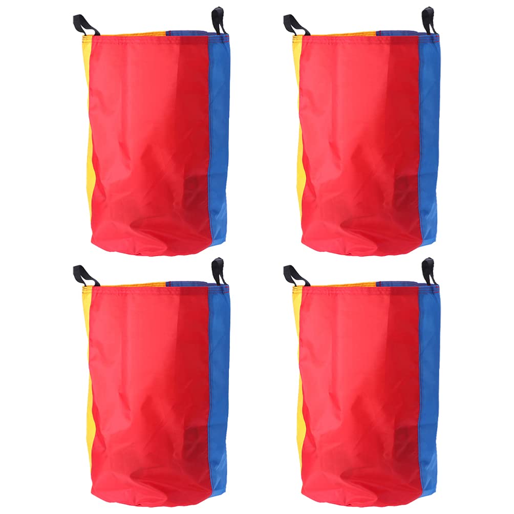 Jojofuny 4Pcs Kids Race Bags - Colorful Potato Sack & 3-Legged Race Bags for Outdoor Games, Carnival, Family Party & Lawn Activities - Perfect for Birthday Parties, Field Day & Backyard Fun