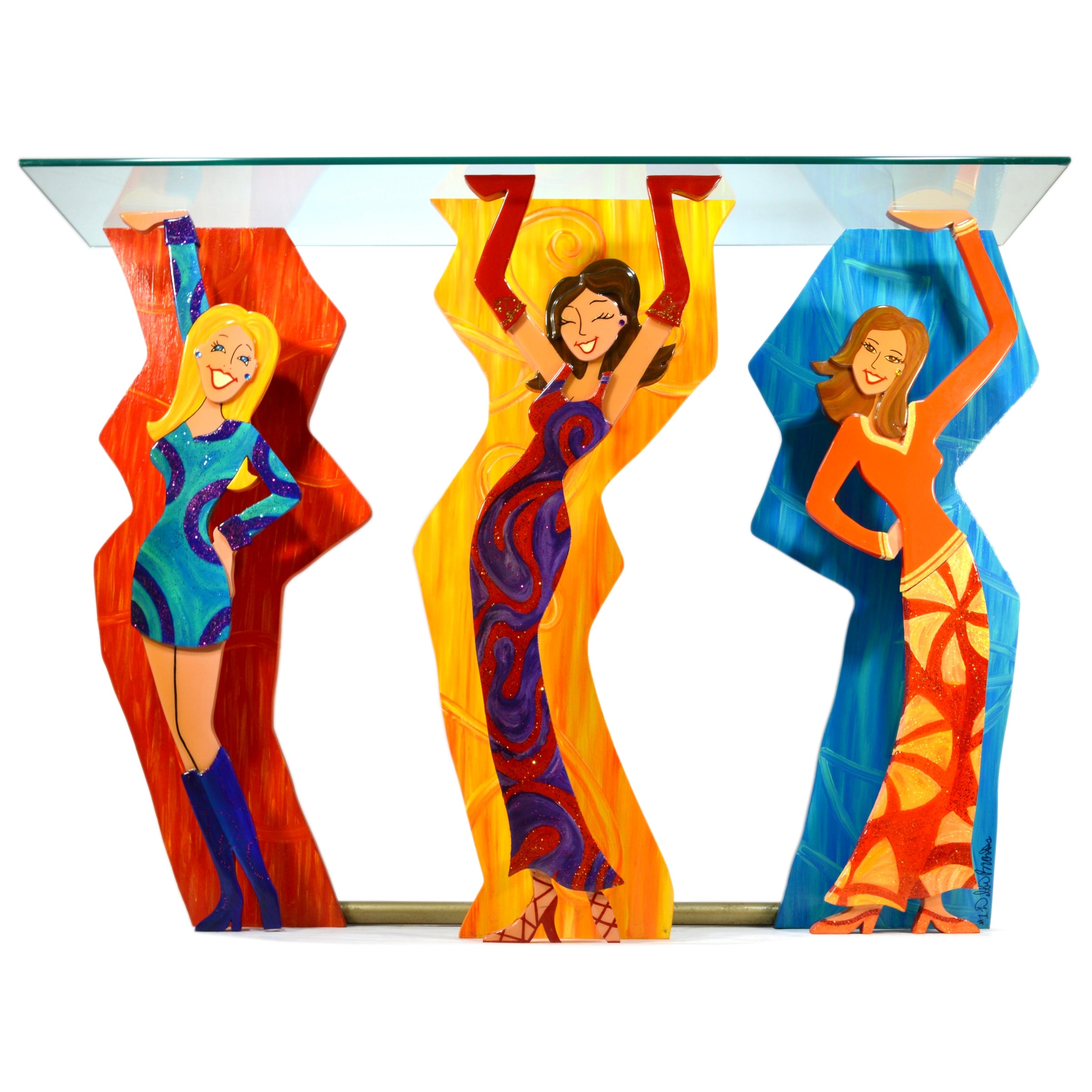 Original 3D Art DIVA TABLE - Signed & Numbered DEBBIE BROOKS #1 Sassy Girls Collection - Unique Home Decor for Living Room, Bedroom or Office Display