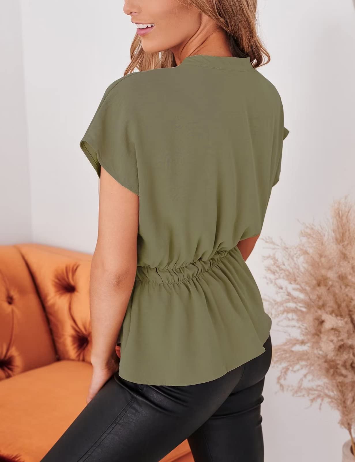 Women's Casual Peplum Button Down Blouse - Chiffon Summer Work Tops for Office, Date Night & Special Occasions