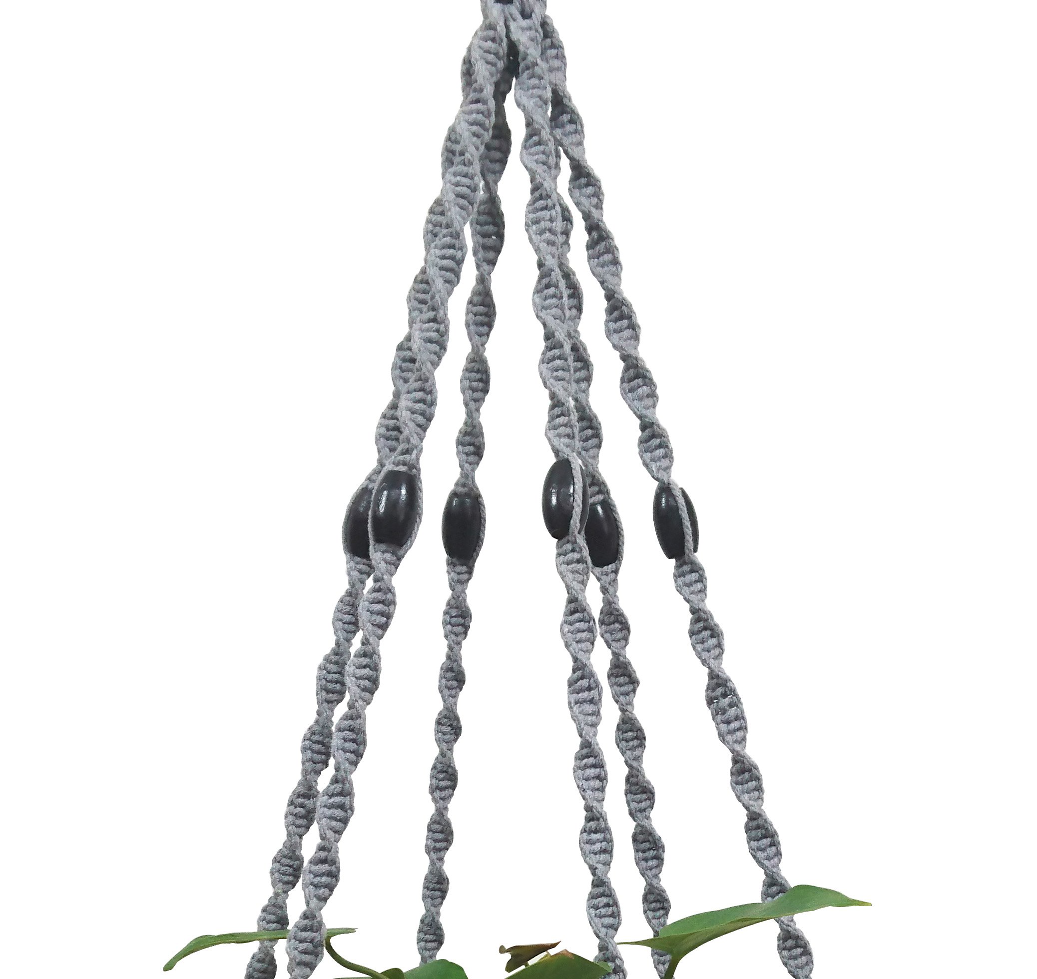 6-Leg Macrame Plant Hanger - 51 Inch Gray Cotton Hanging Basket Holder with Metal Ring for Indoor Plants | Boho Home Decor for Living Room, Bedroom, Porch & Patio