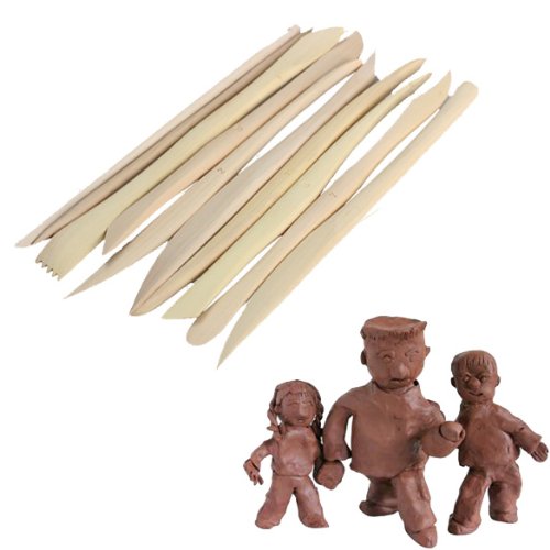 Vktech 10PCS Wooden Clay Sculpture Knife Set - Pottery Carving & Modeling Tools for Artists - Perfect for Ceramic Sculpting, DIY Crafts & Art Projects