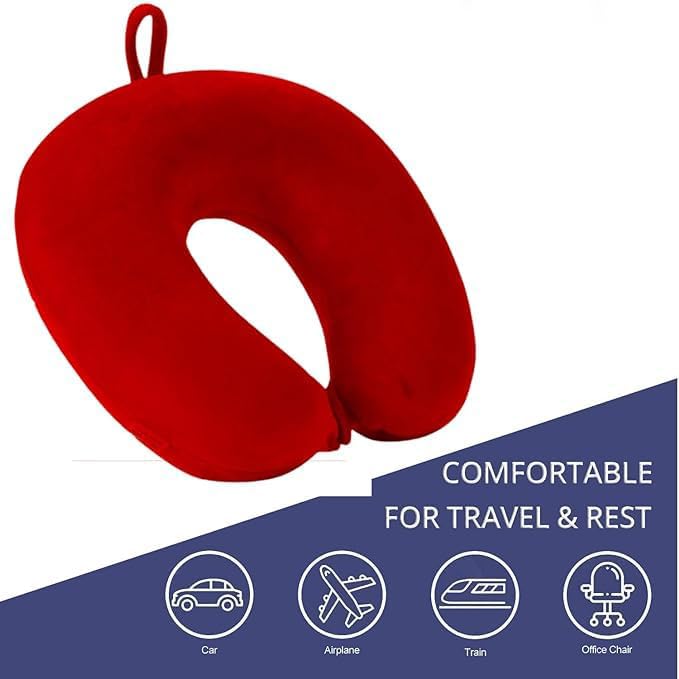 Ergonomic Neck Pillow for Travel - Round Cervical Support Cushion for Car & Airplane, Memory Foam Neck Rest for Improved Sleep & Pain Relief - Perfect for Long Flights, Road Trips & Office Naps