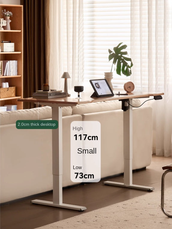 Premium Oak Solid Wood Electric Height Adjustable Standing Desk - Ergonomic Home Office Workstation for Computer & Laptop Use