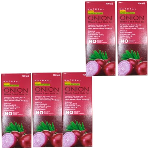 Alvo Natural Onion Hair Oil for Hair Growth & Care - 100% Pure & Organic (100ml x 5 Pack) - Promotes Thicker, Stronger Hair - Perfect for Daily Scalp Massage & Hair Treatment